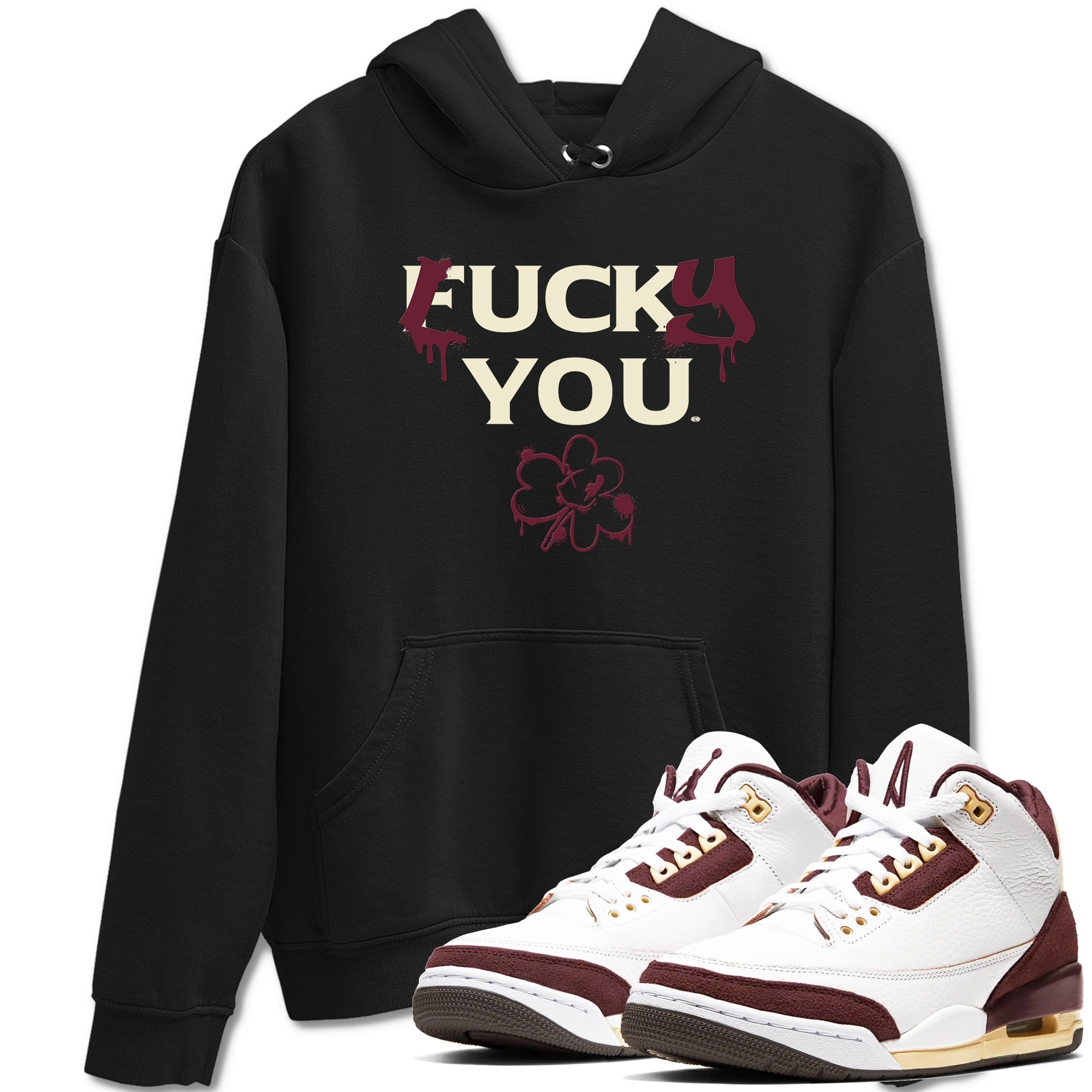 Lucky You snkmatch Tees - Air Jordan 3 A Ma Maniere x Burgundy Crush