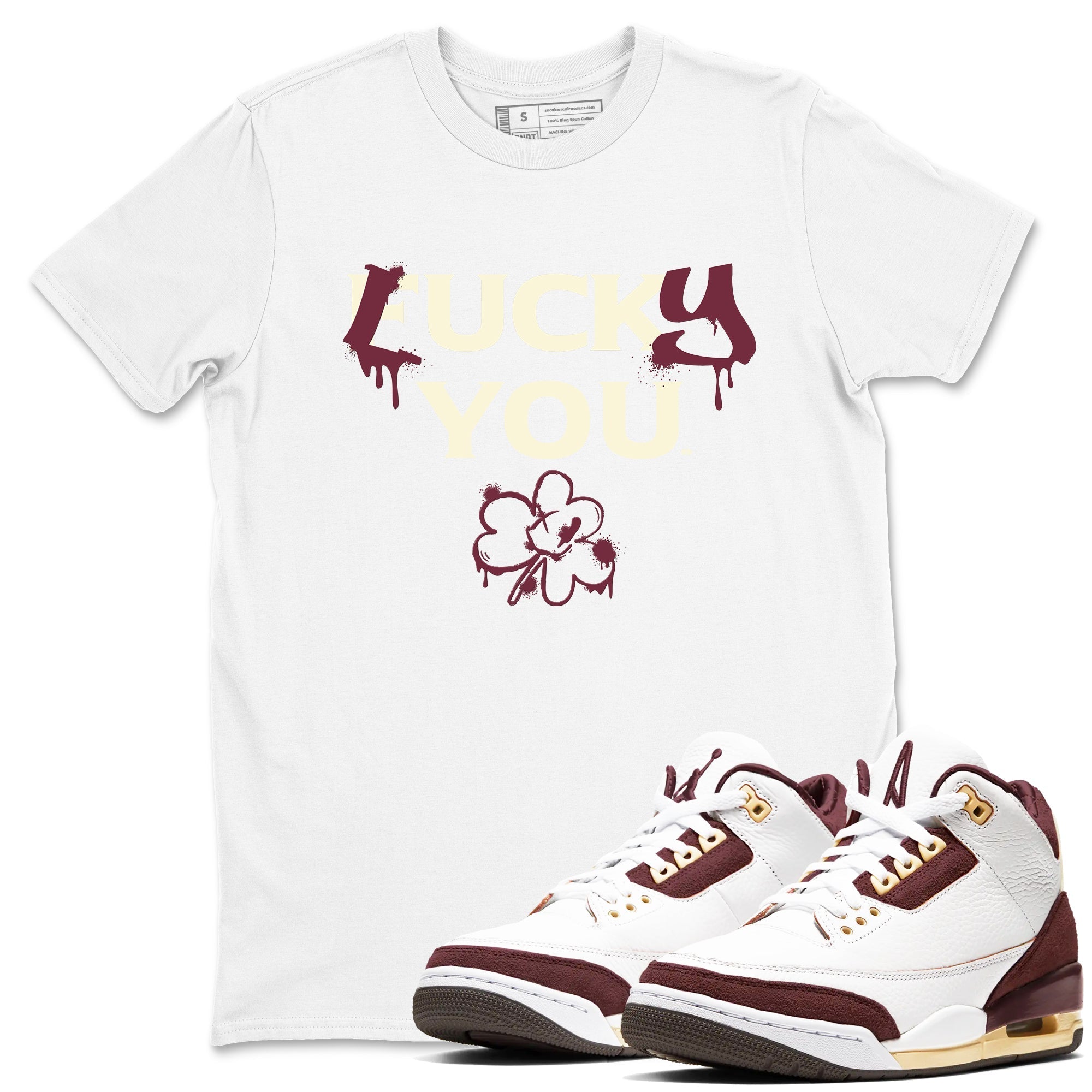 Lucky You snkmatch Tees - Air Jordan 3 A Ma Maniere x Burgundy Crush