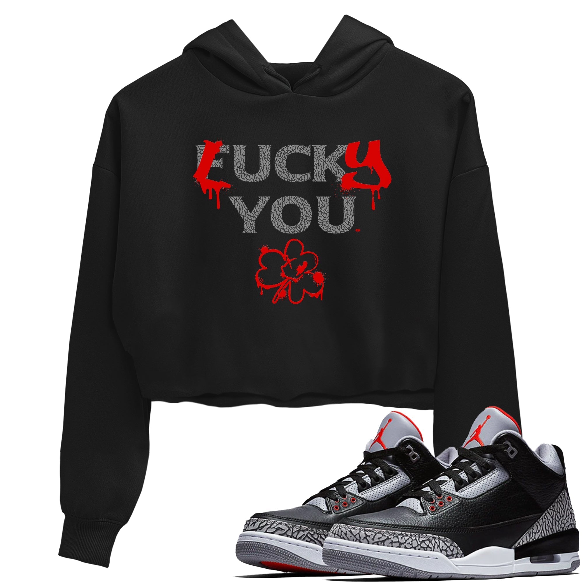 Lucky You snkmatch Women's Top - Air Jordan 3 Black Cement
