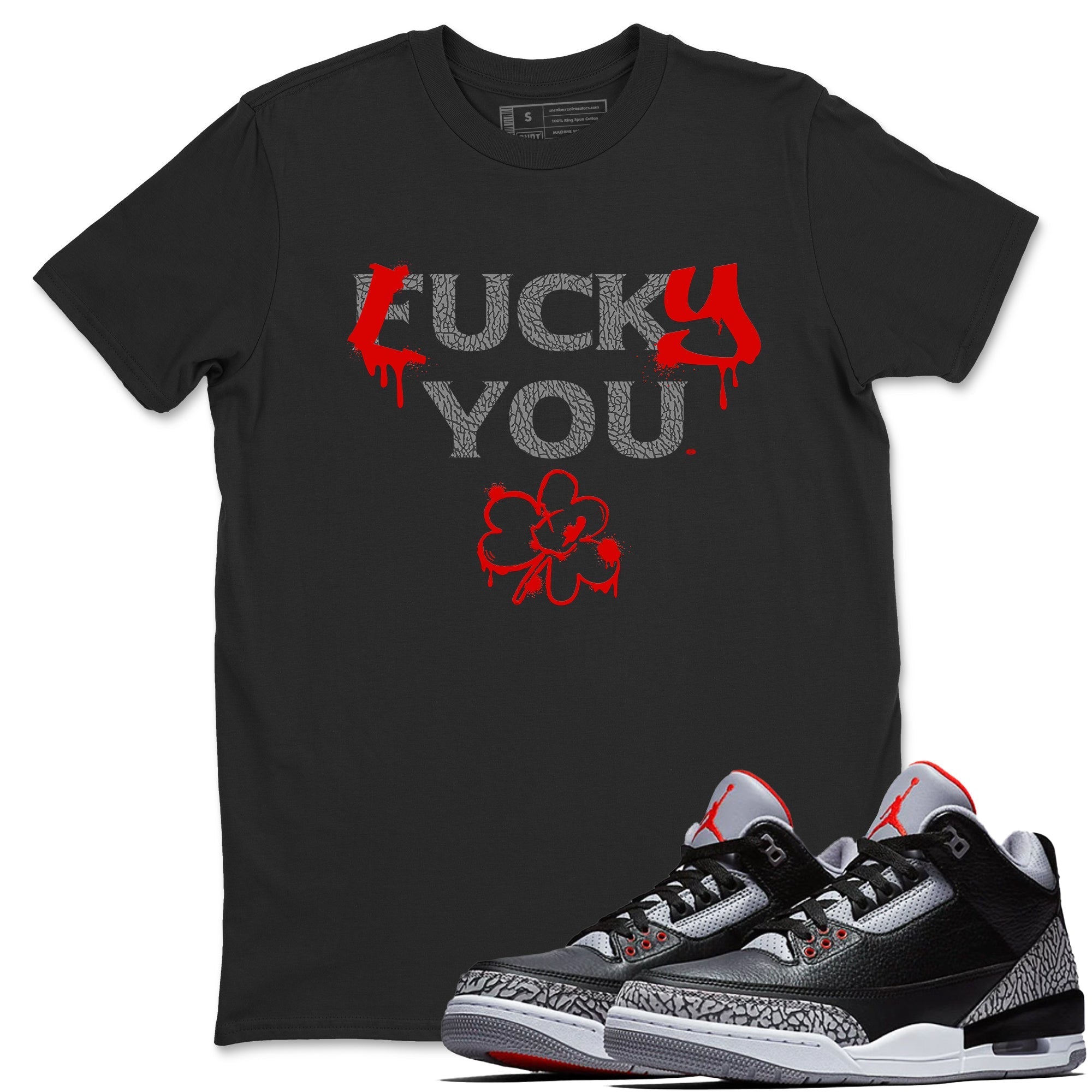 Lucky You snkmatch Tees - Air Jordan 3 Black Cement