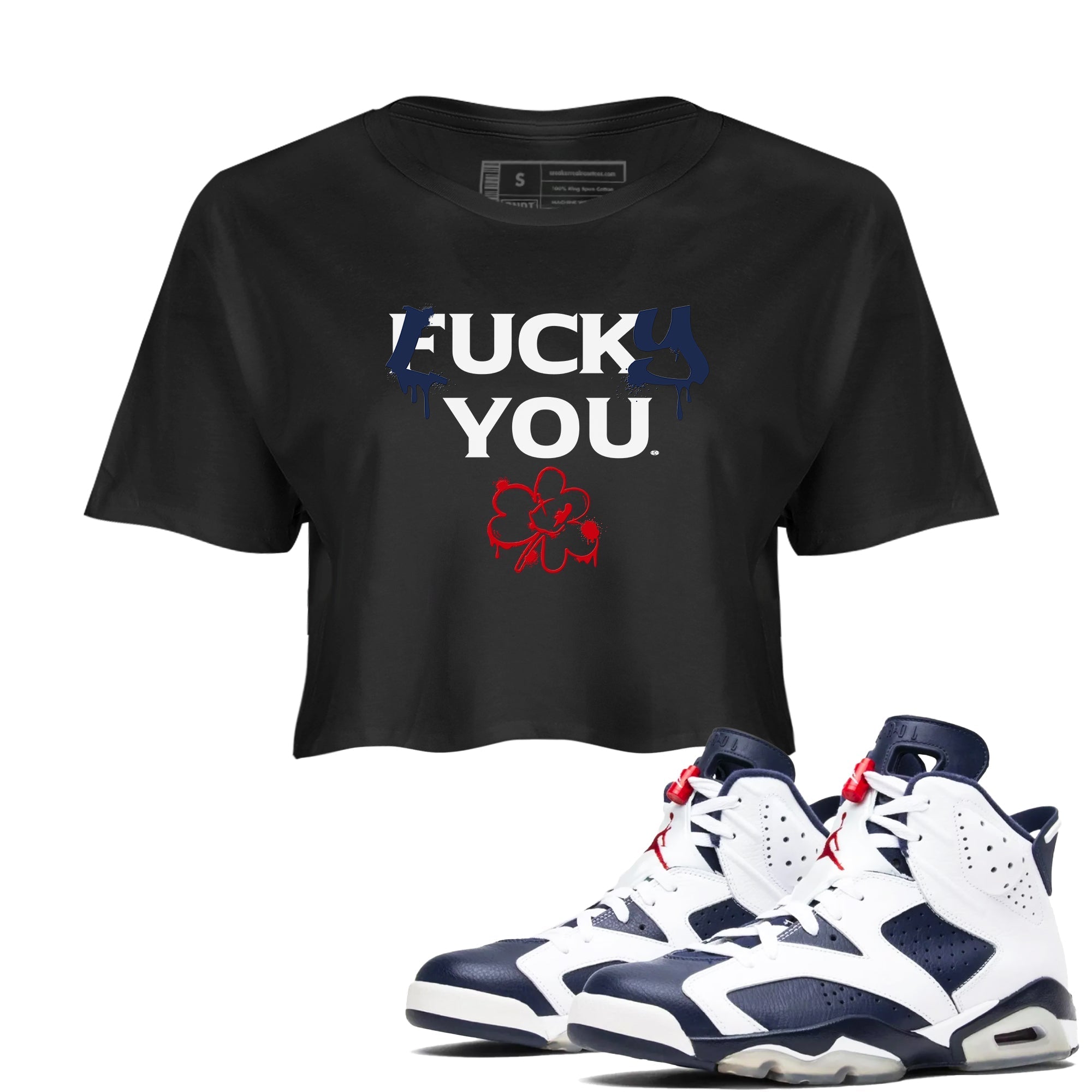 Lucky You snkmatch Women's Top - Air Jordan 6 White And Midnight Navy