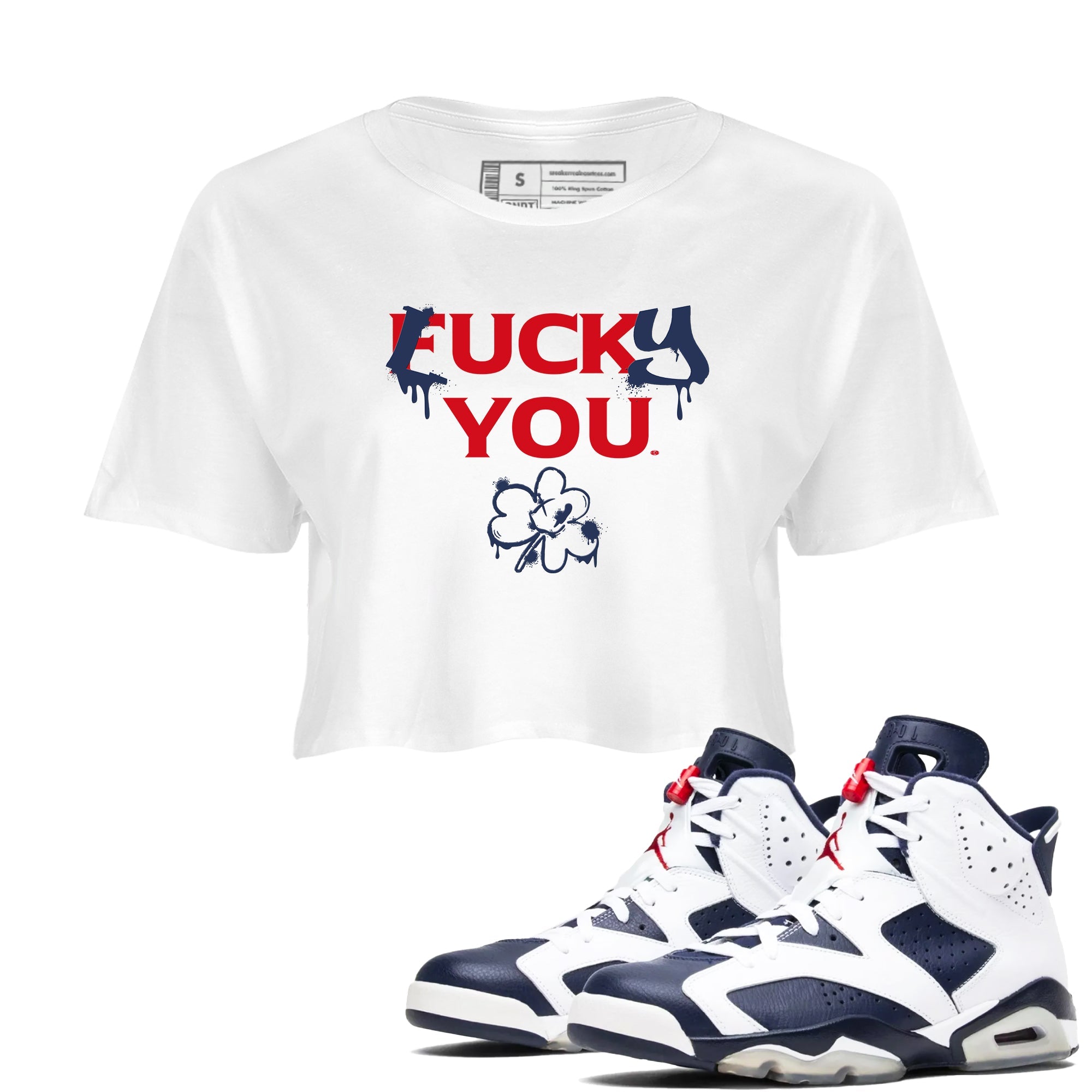 Lucky You snkmatch Women's Top - Air Jordan 6 White And Midnight Navy