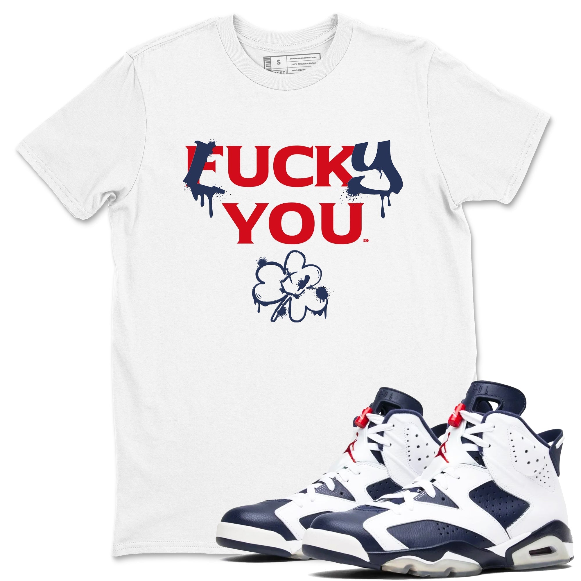 Lucky You snkmatch Tees - Air Jordan 6 White And Midnight Navy