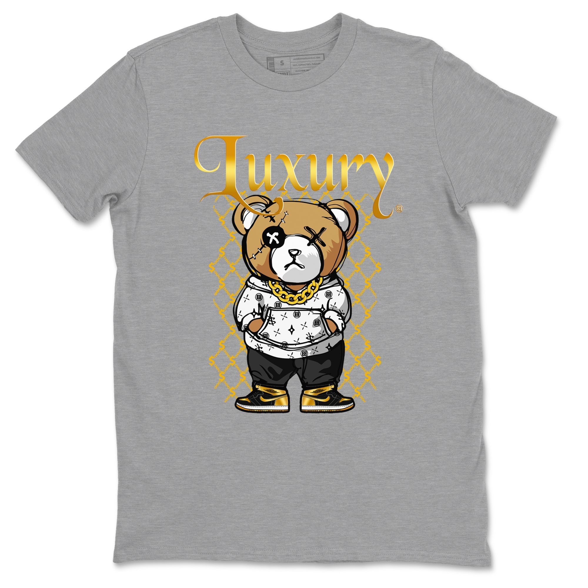 Luxury Bear snkmatch Tees - Air Jordan 1 Black Metallic Gold