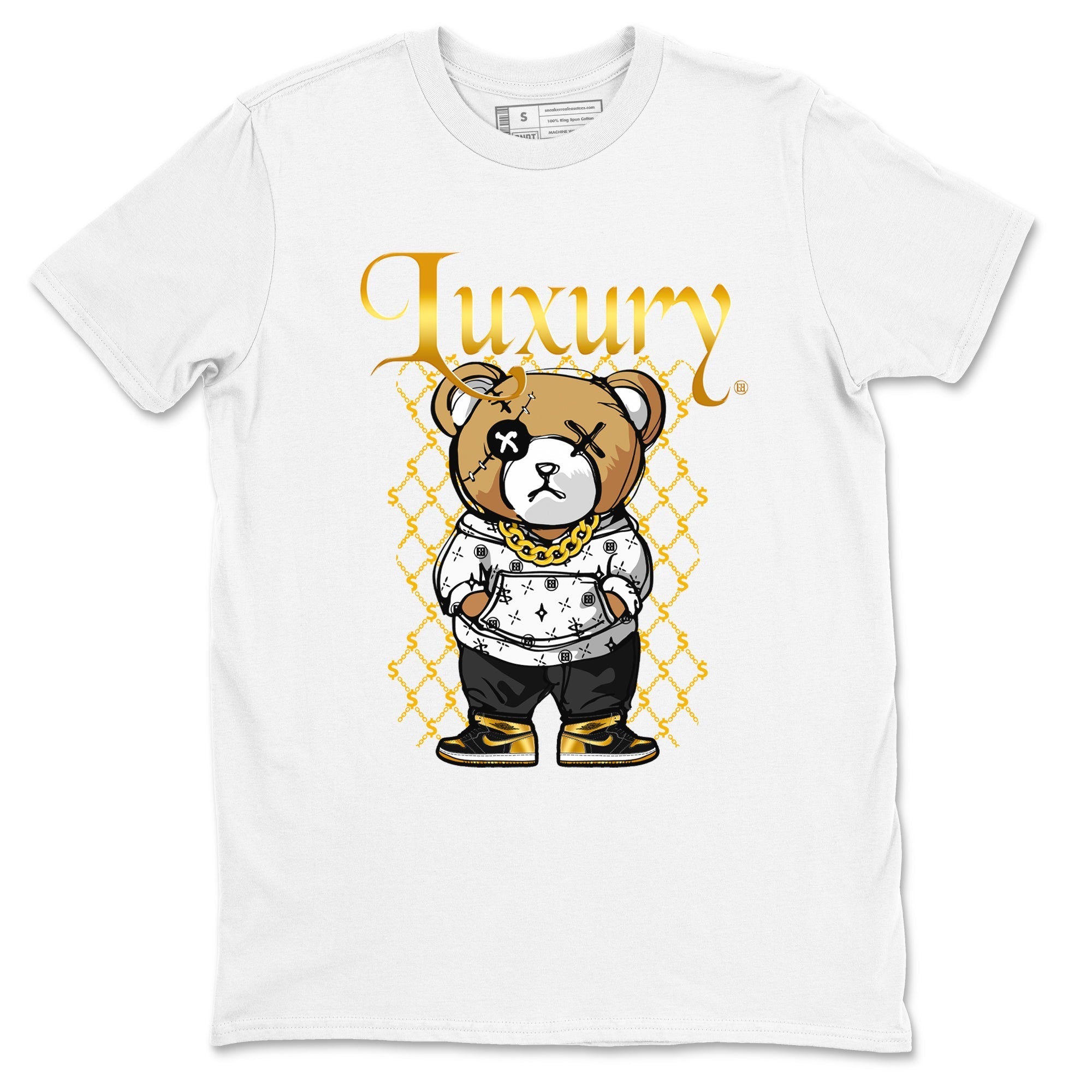 Luxury Bear snkmatch Tees - Air Jordan 1 Black Metallic Gold