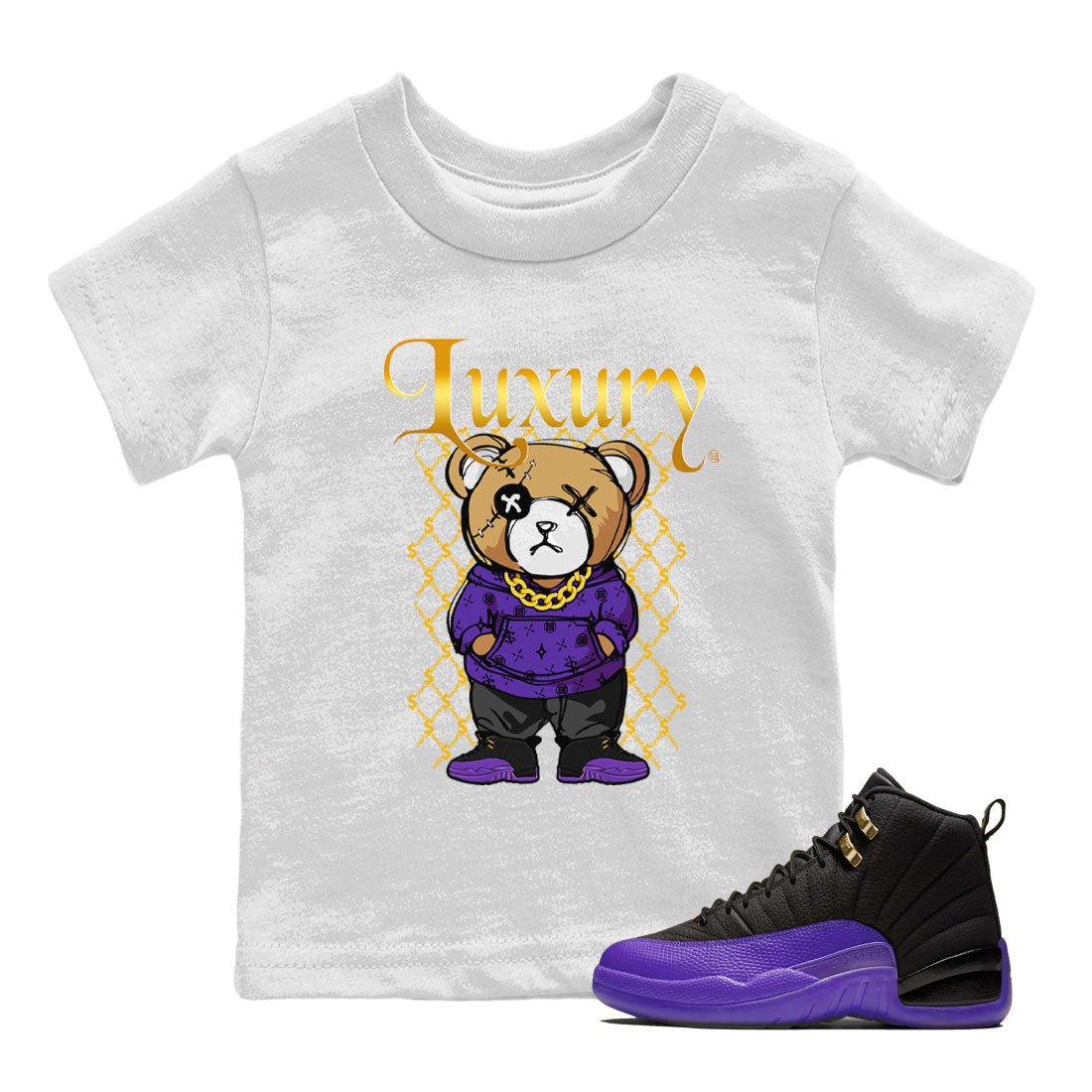 Luxury Bear snkmatch Tee Kids - Air Jordan 12 Field Purple