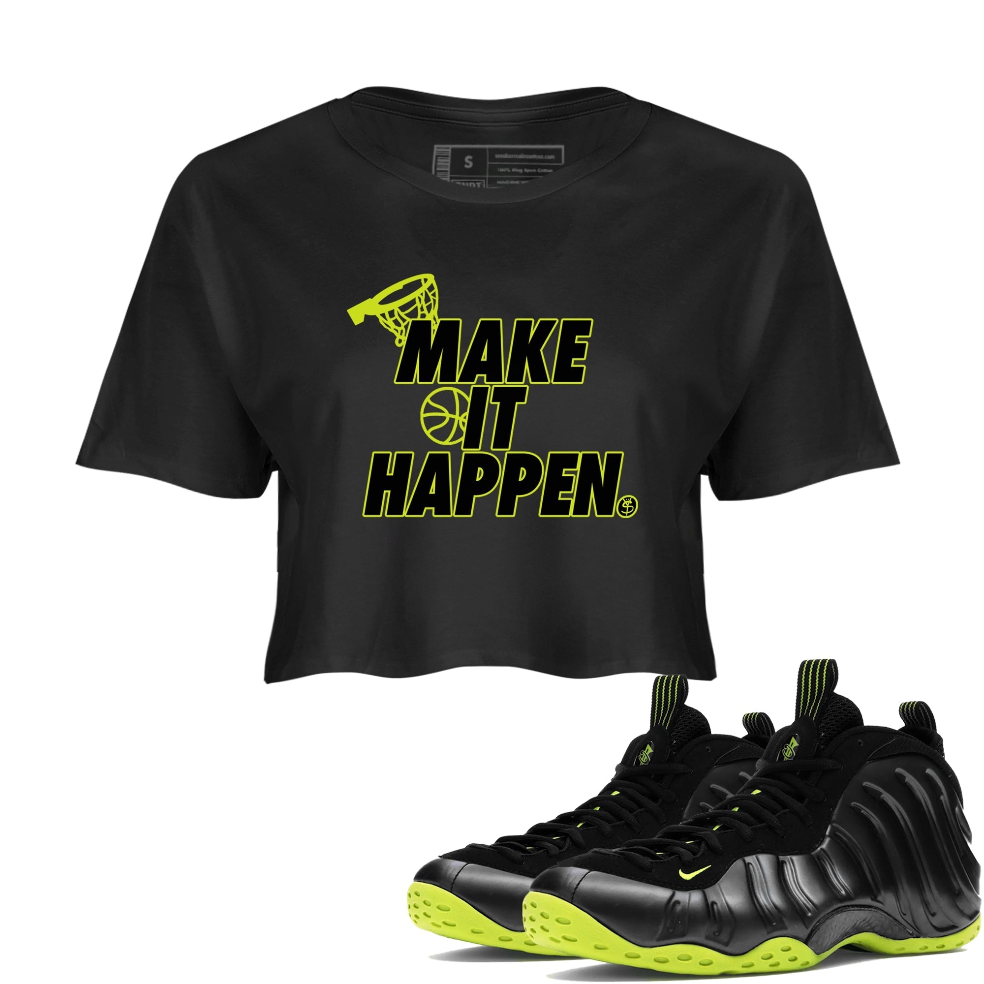 Make It Happen snkmatch Women's Top - Air Foamposite One Black Volt