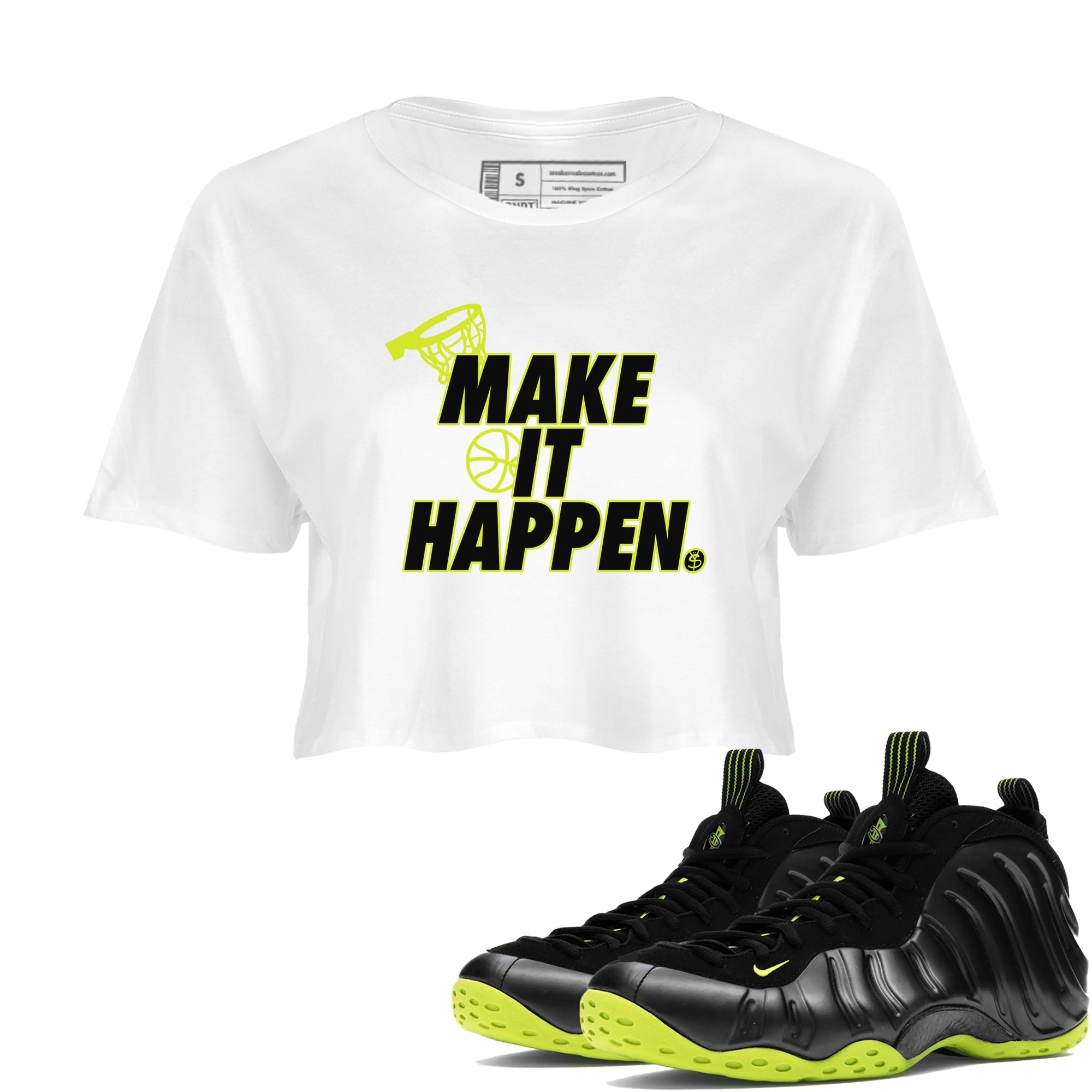 Make It Happen snkmatch Women's Top - Air Foamposite One Black Volt