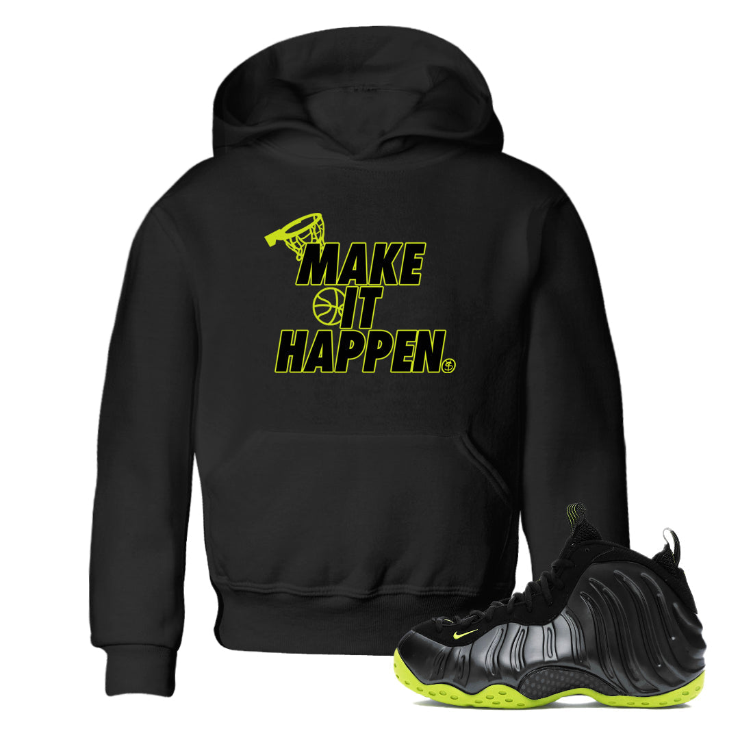 Make It Happen snkmatch Tees Kids - Air Foamposite One Black Volt