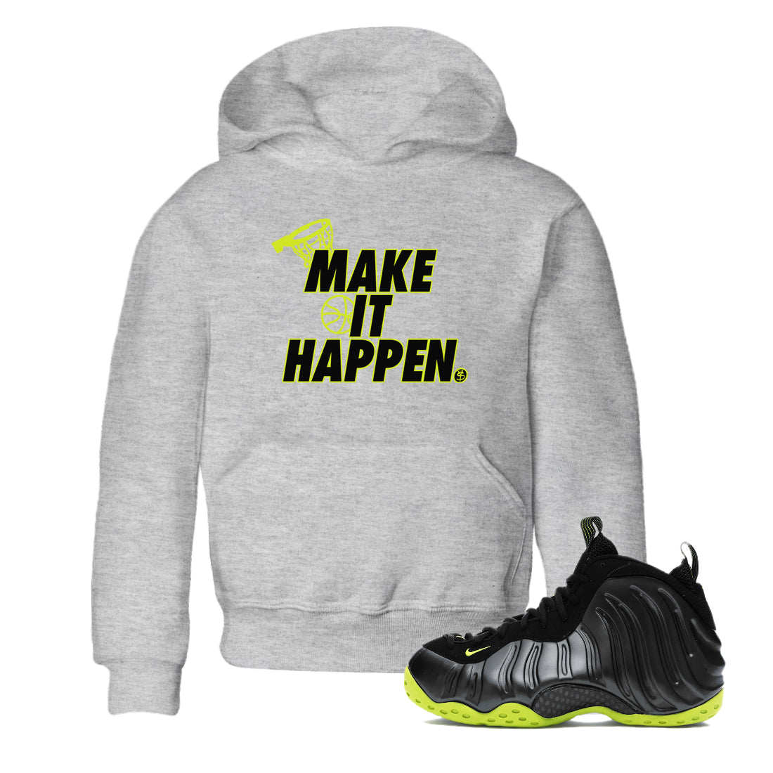 Make It Happen snkmatch Tees Kids - Air Foamposite One Black Volt