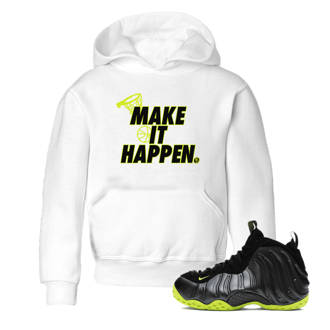 Make It Happen snkmatch Tees Kids - Air Foamposite One Black Volt