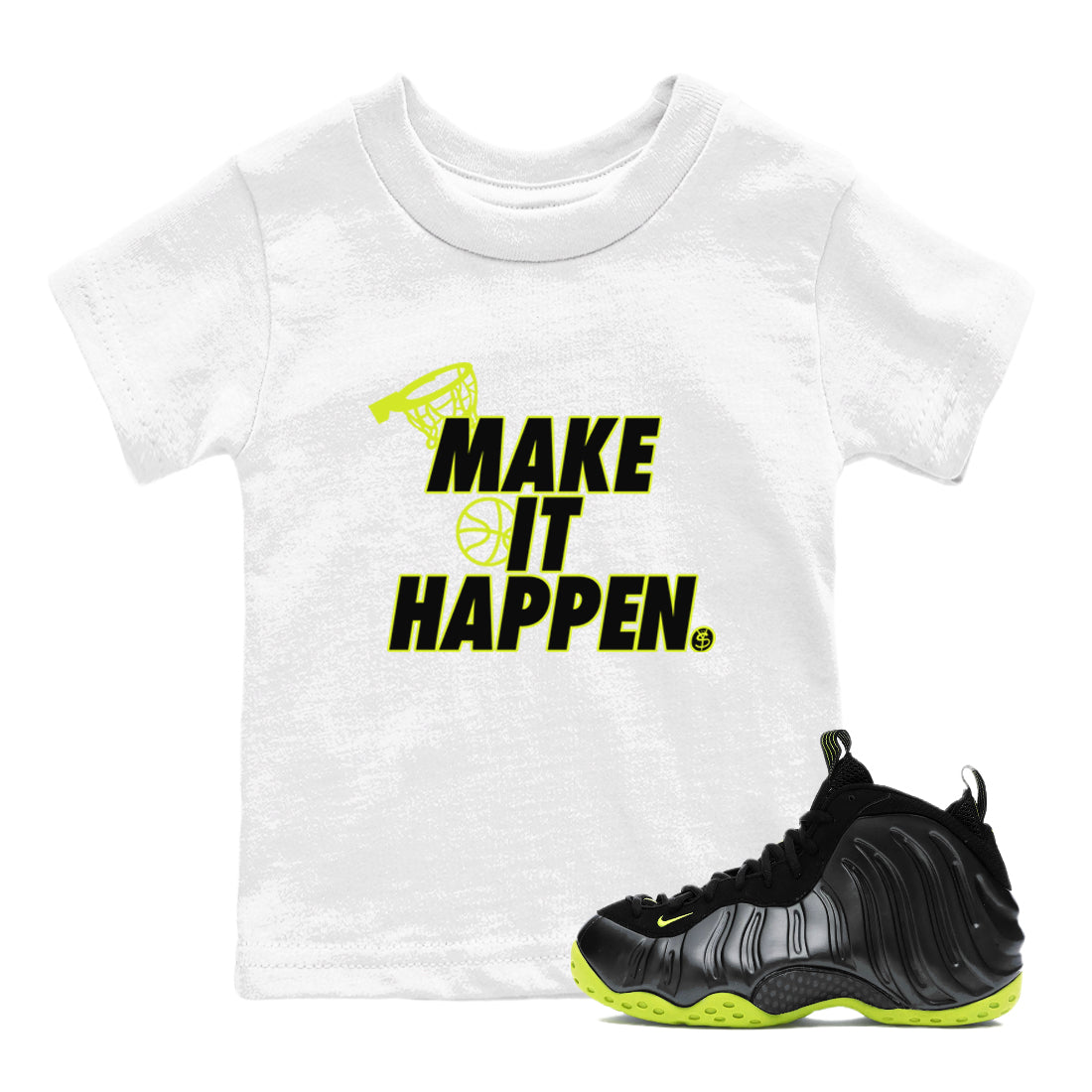 Make It Happen snkmatch Tees Kids - Air Foamposite One Black Volt