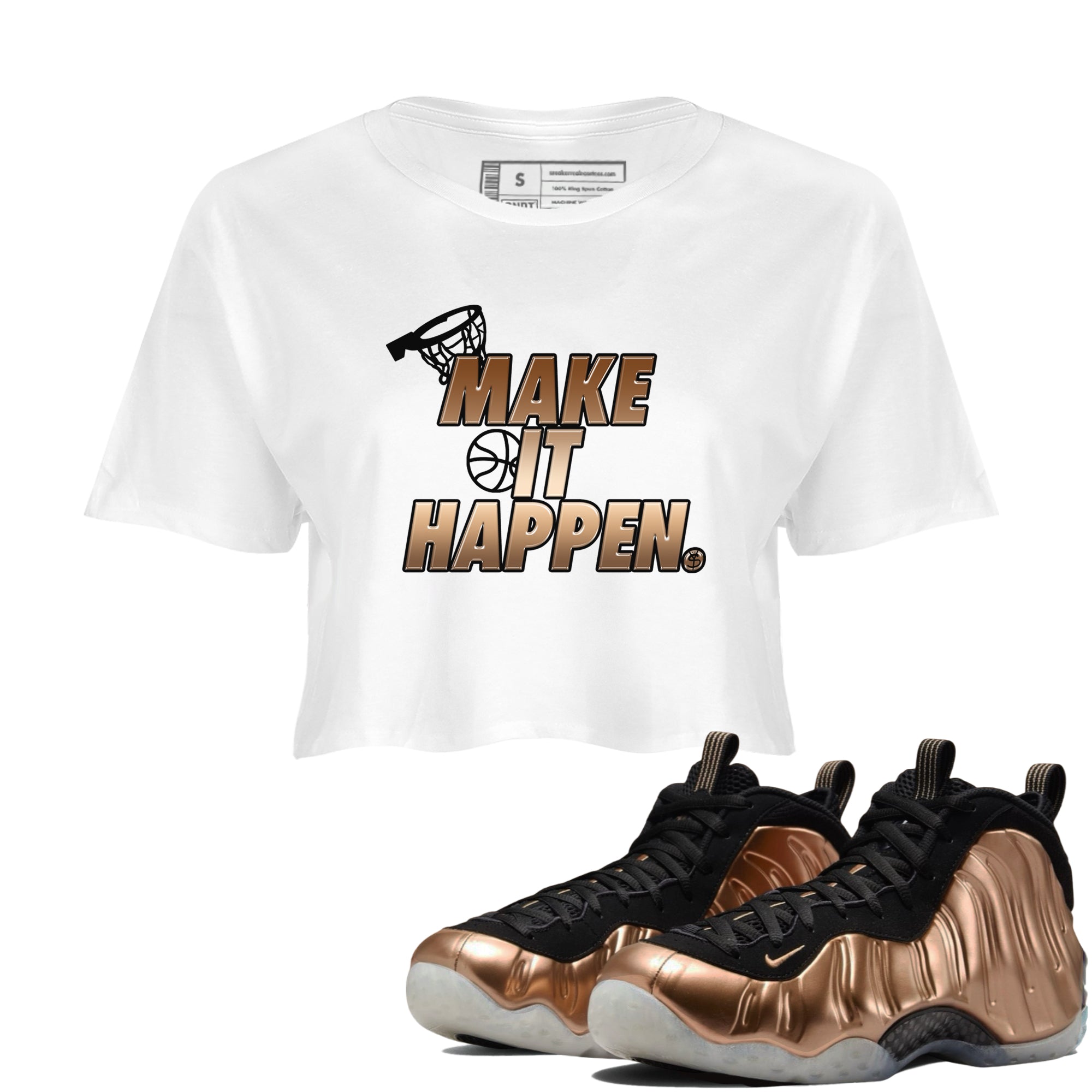 Make It Happen snkmatch Women's Top - Air Foamposite One Metallic Copper