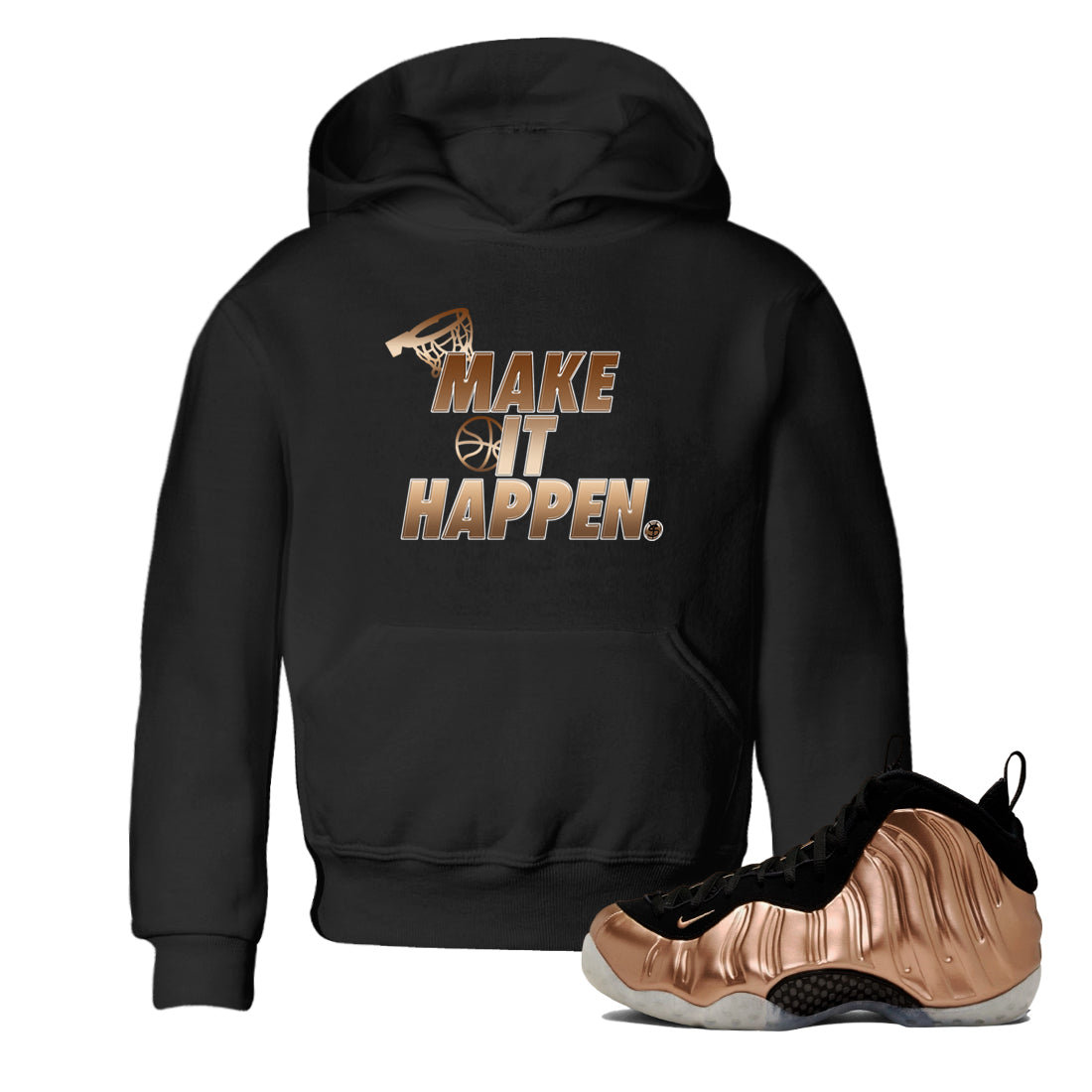 Make It Happen snkmatch Tees Kids - Air Foamposite One Metallic Copper