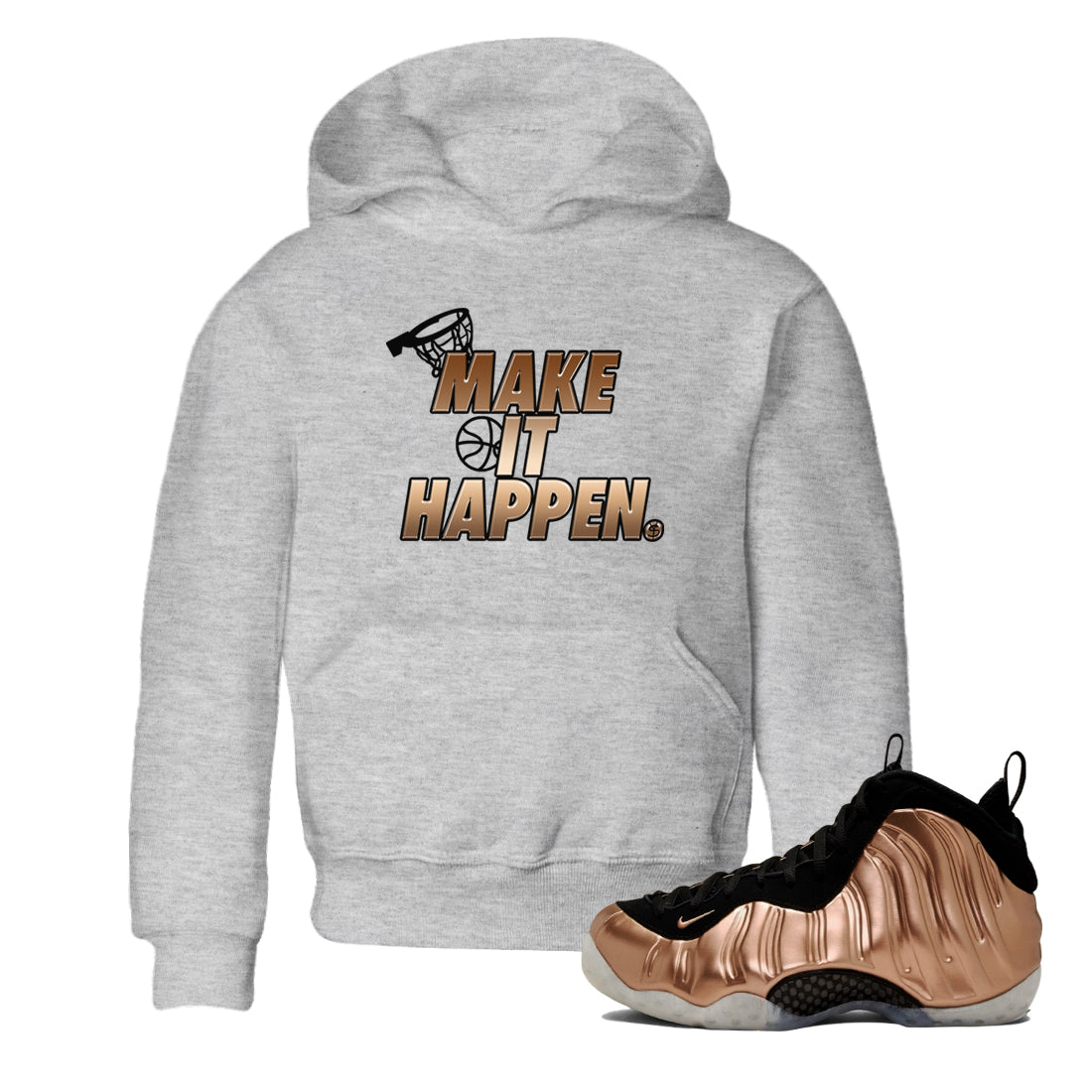 Make It Happen snkmatch Tees Kids - Air Foamposite One Metallic Copper