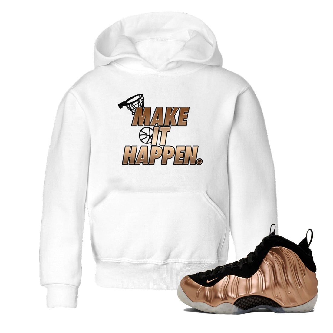 Make It Happen snkmatch Tees Kids - Air Foamposite One Metallic Copper