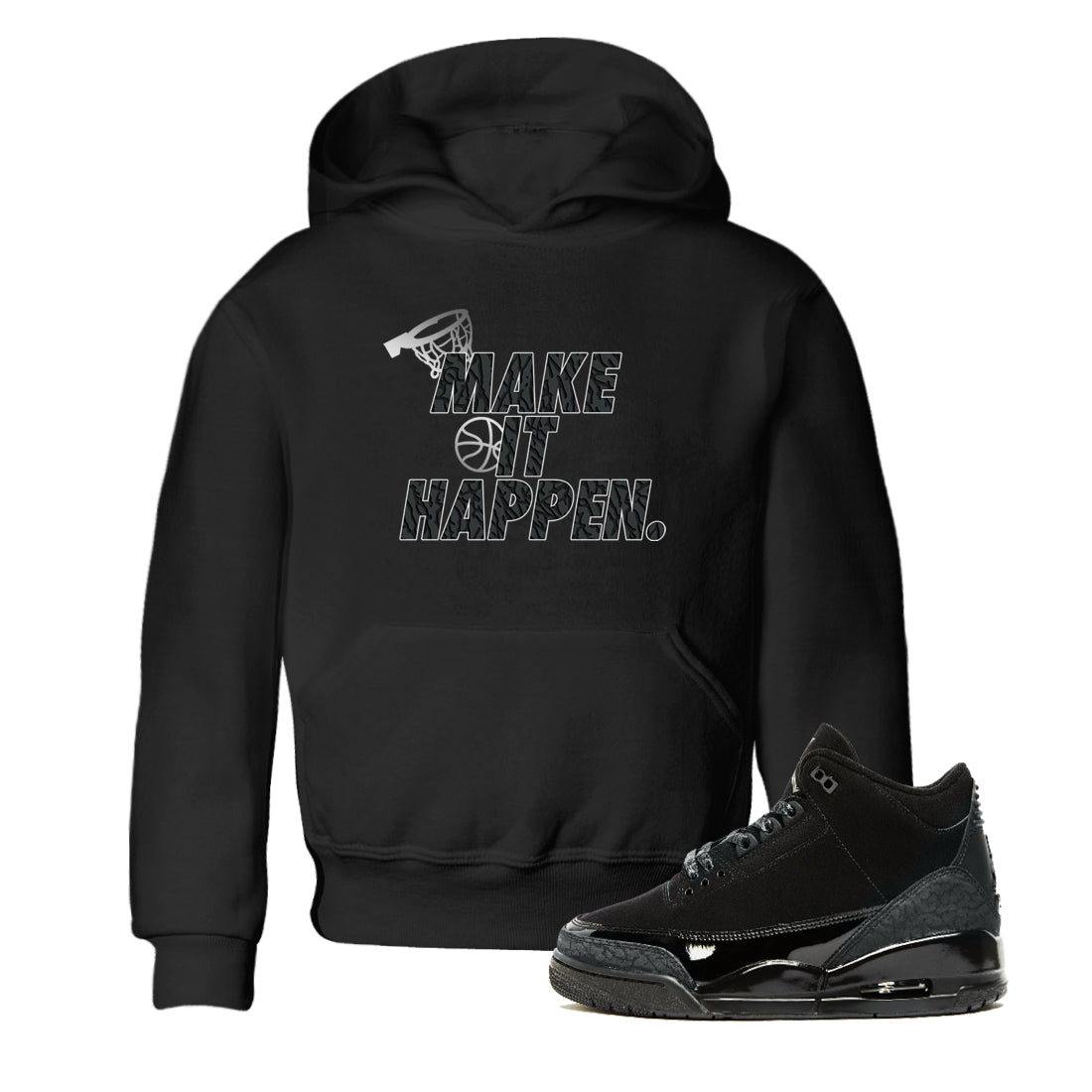 Make It Happen snkmatch Tees Kids - Air Jordan 3 Black Cat