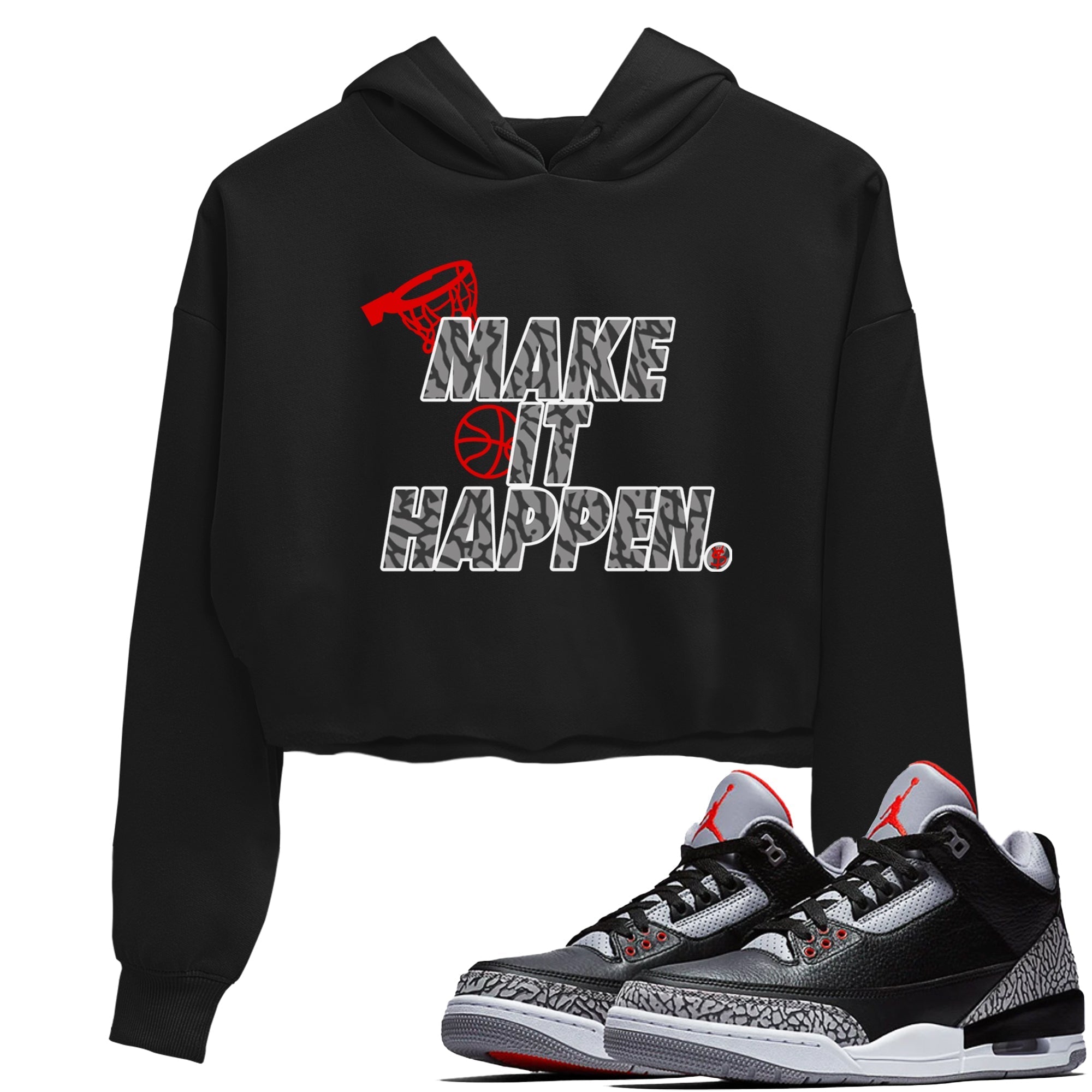 Make It Happen snkmatch Women's Top - Air Jordan 3 Black Cement