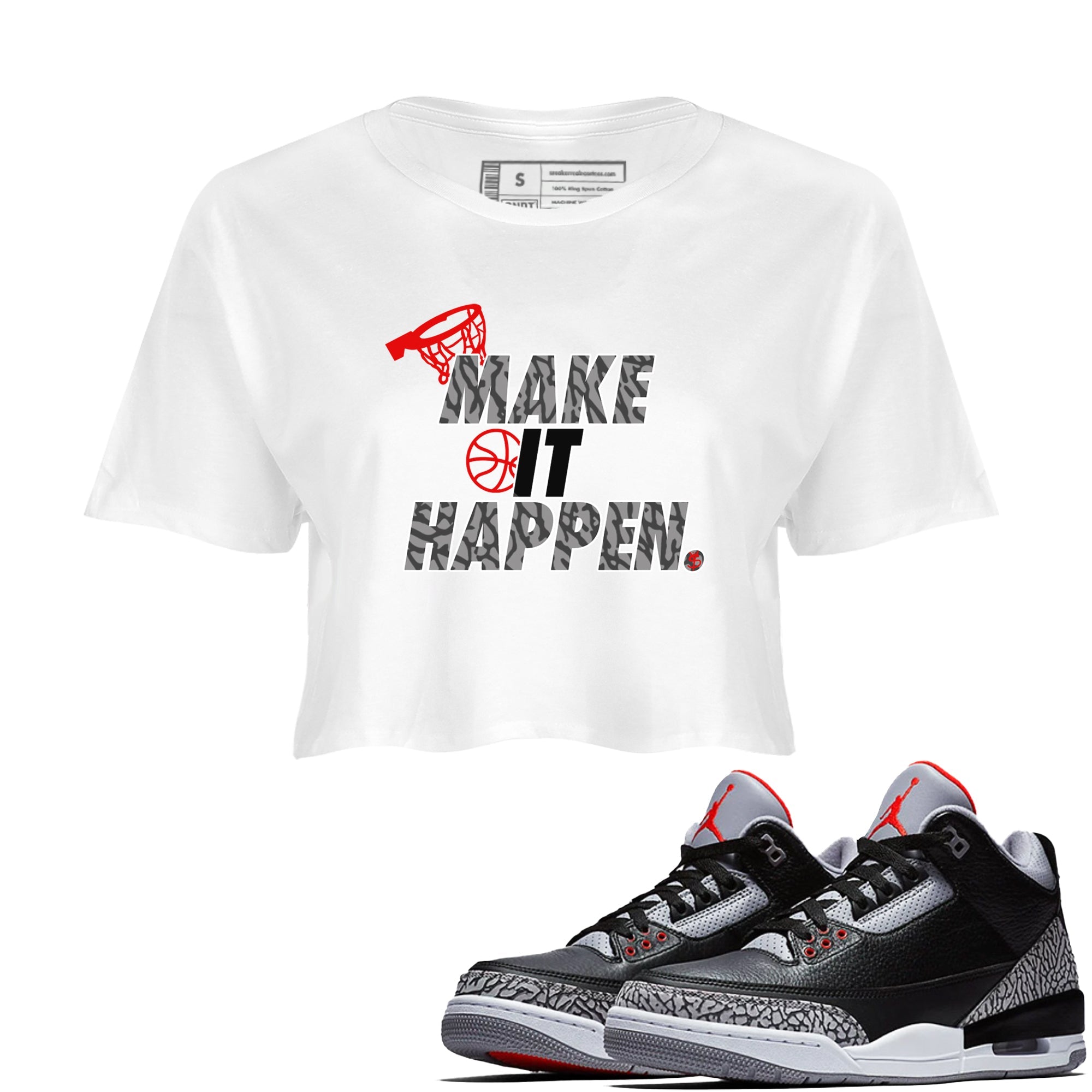 Make It Happen snkmatch Women's Top - Air Jordan 3 Black Cement