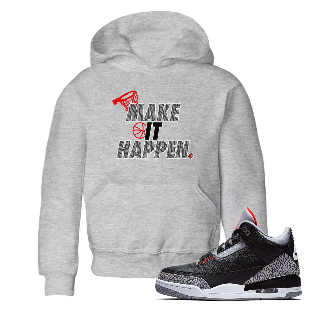 Make It Happen snkmatch Tees Kids - Air Jordan 3 Black Cement