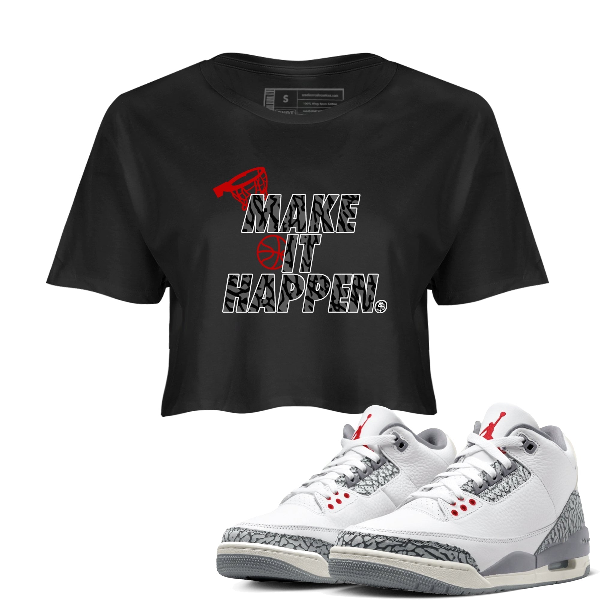 Make It Happen snkmatch Women's Top - Air Jordan 3 Cement Grey