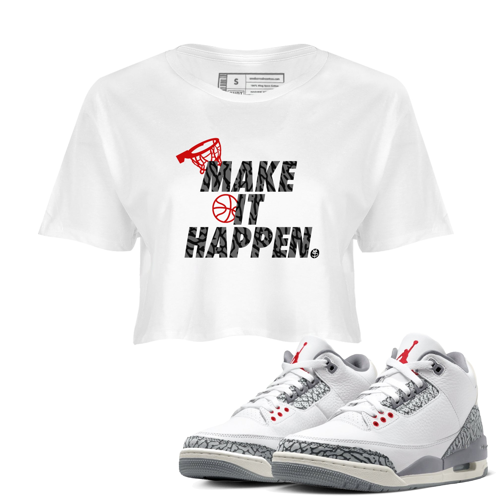 Make It Happen snkmatch Women's Top - Air Jordan 3 Cement Grey