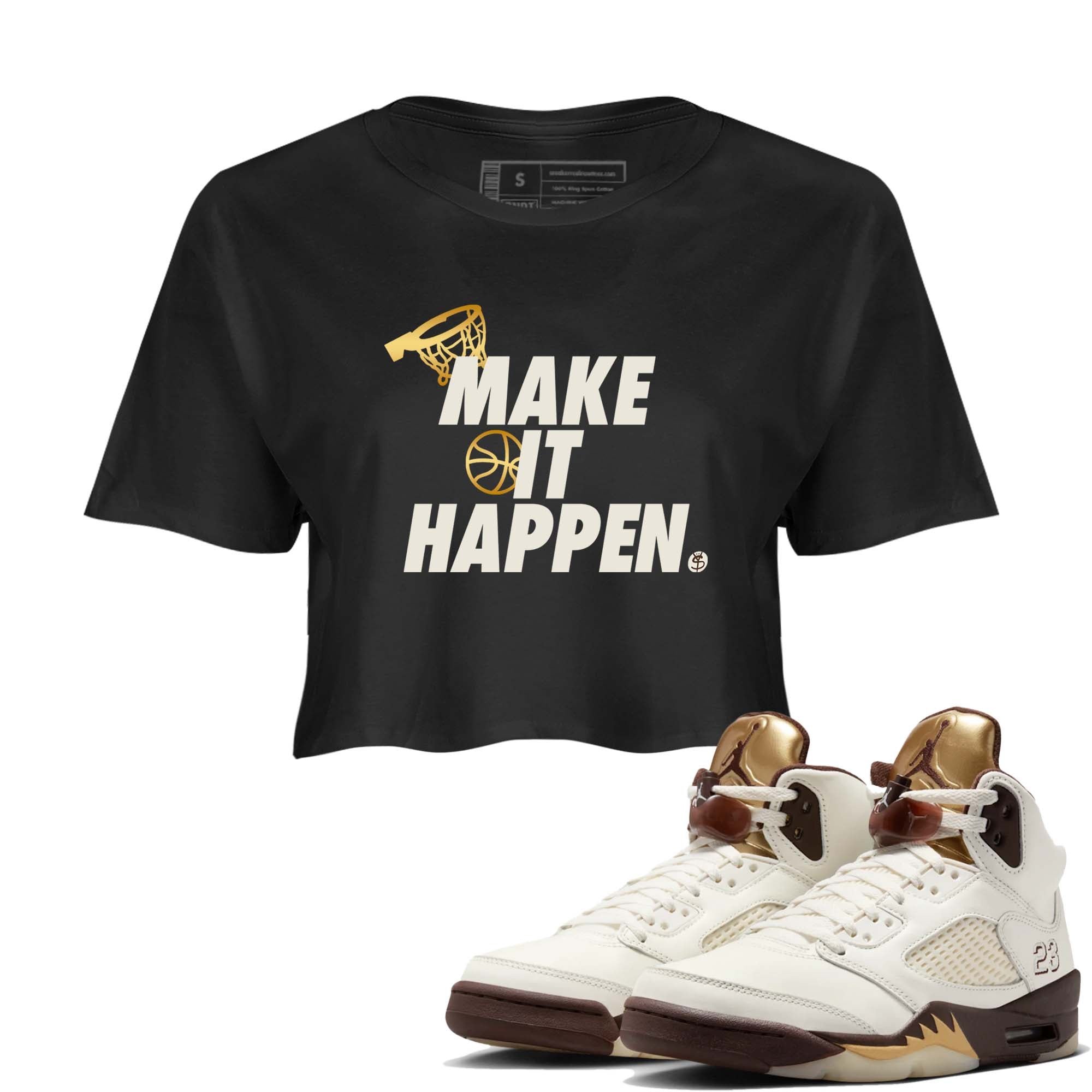 Make It Happen snkmatch Women's Top - Air Jordan 5 Golden Ticket