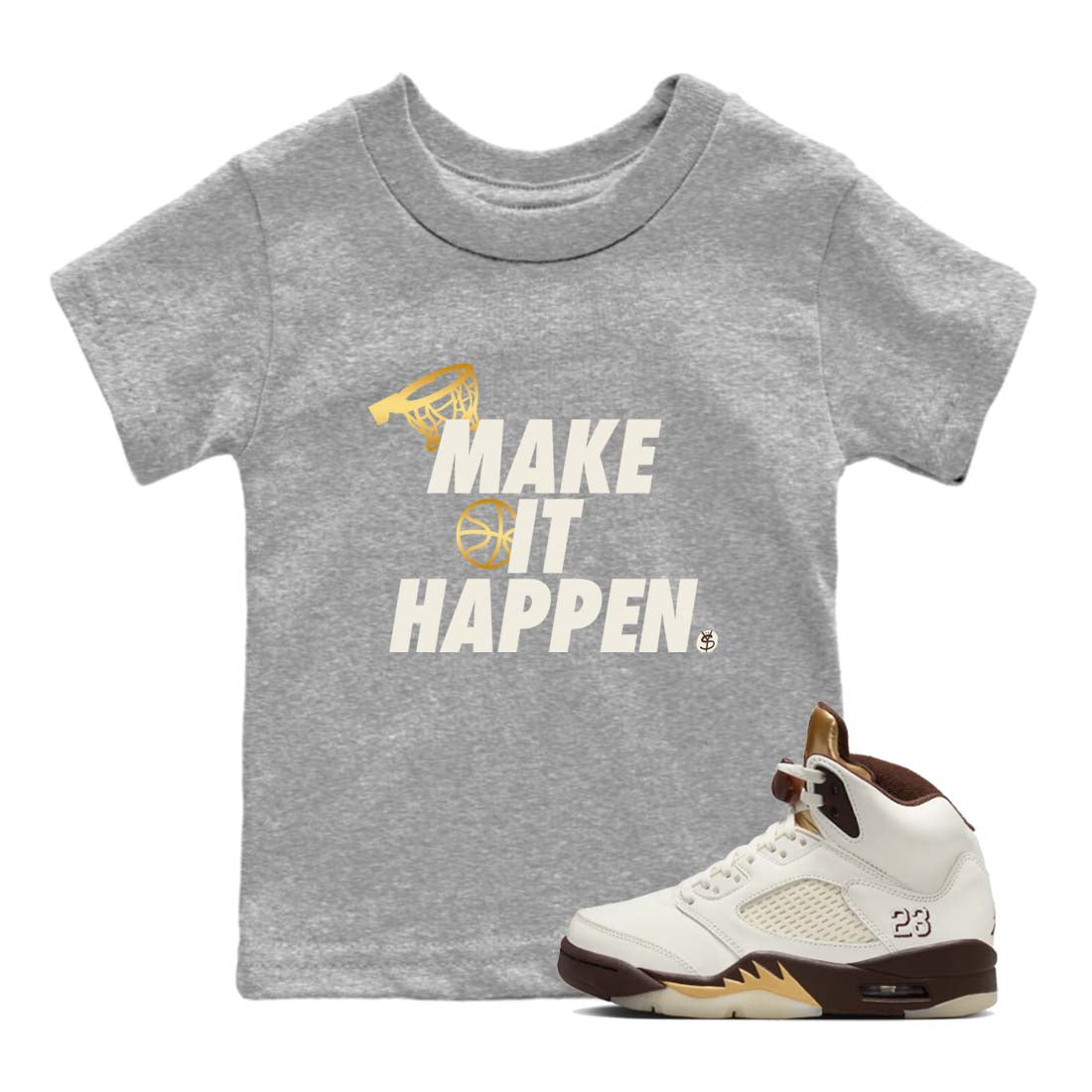 Make It Happen snkmatch Tees Kids - Air Jordan 5 Golden Ticket