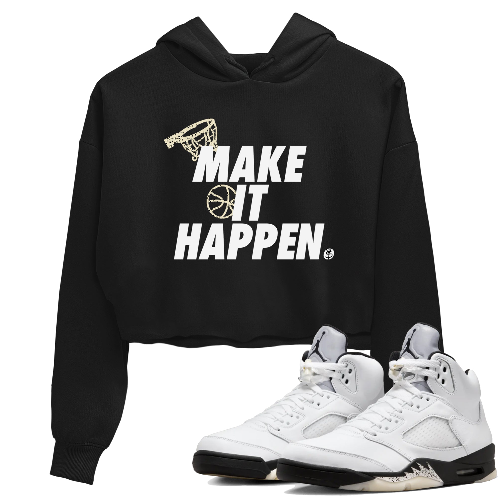 Make It Happen snkmatch Women's Top - Air Jordan 5 White Black