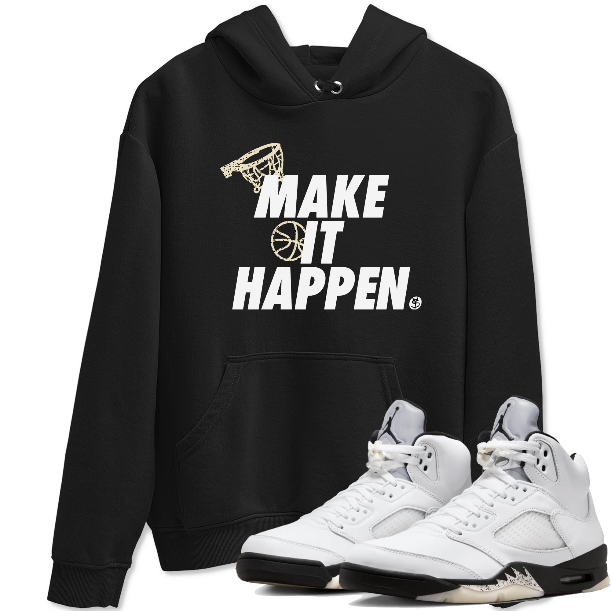 Make It Happen snkmatch Tees - Air Jordan 5 White Black