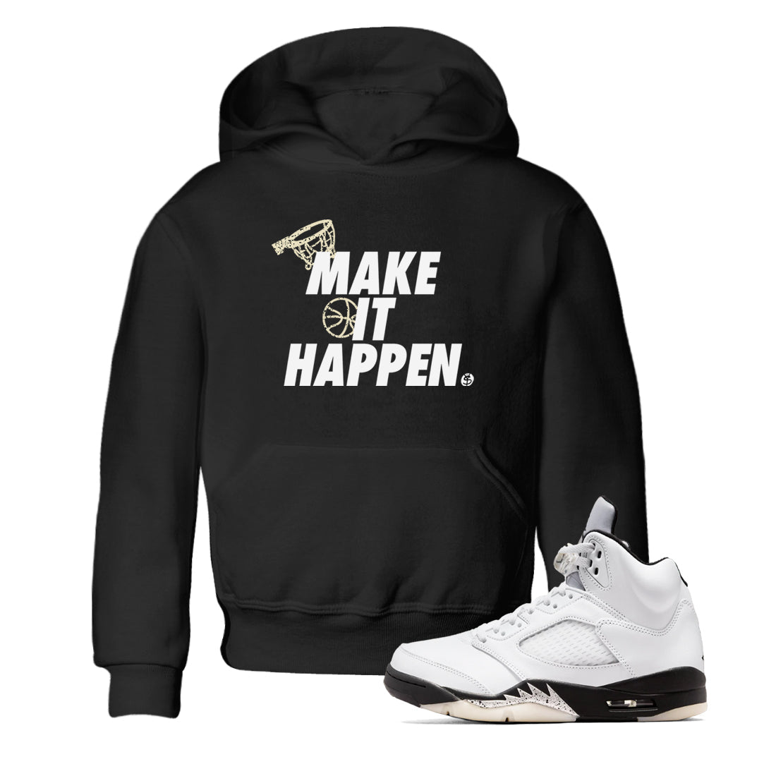 Make It Happen snkmatch Tees Kids - Air Jordan 5 White Black