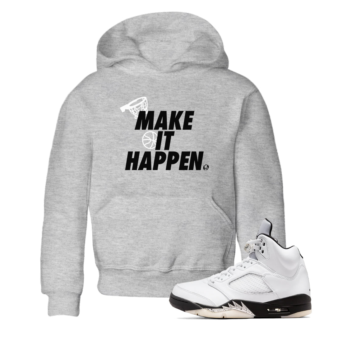 Make It Happen snkmatch Tees Kids - Air Jordan 5 White Black