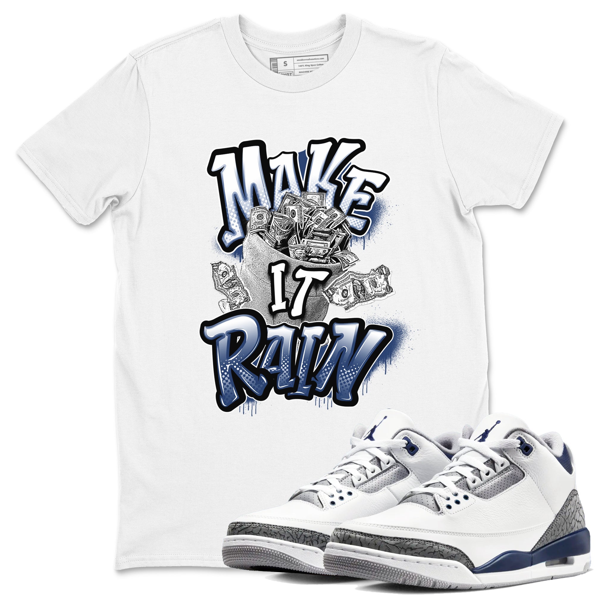 Make It Rain Money snkmatch Tees - Air Jordan 3 Midnight Navy 2023
