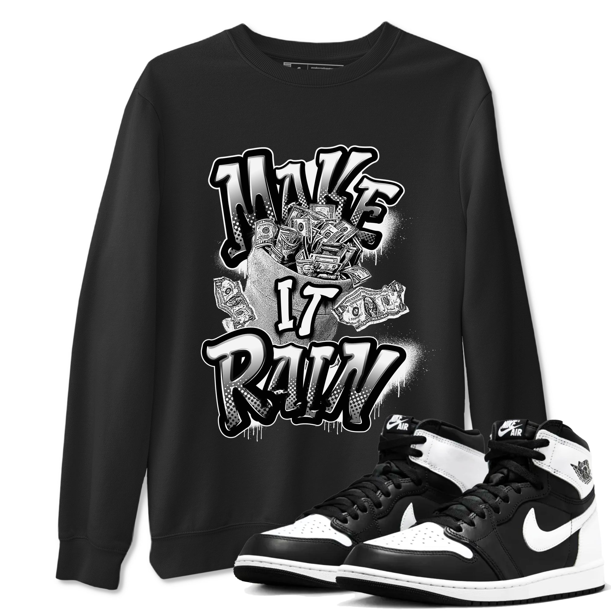 Make It Rain Money snkmatch Tees - Air Jordan 1 Black White