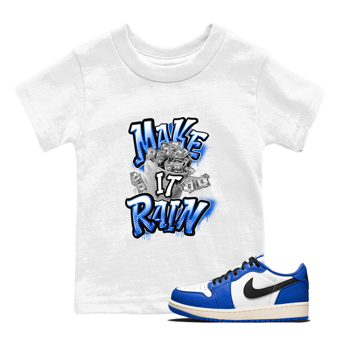 Make It Rain Money snkmatch Tees Kids - Air Jordan 1 Game Royal