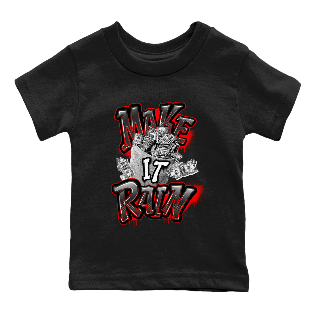Make It Rain Money snkmatch Tees Kids - Air Jordan 4 Bred Reimagined
