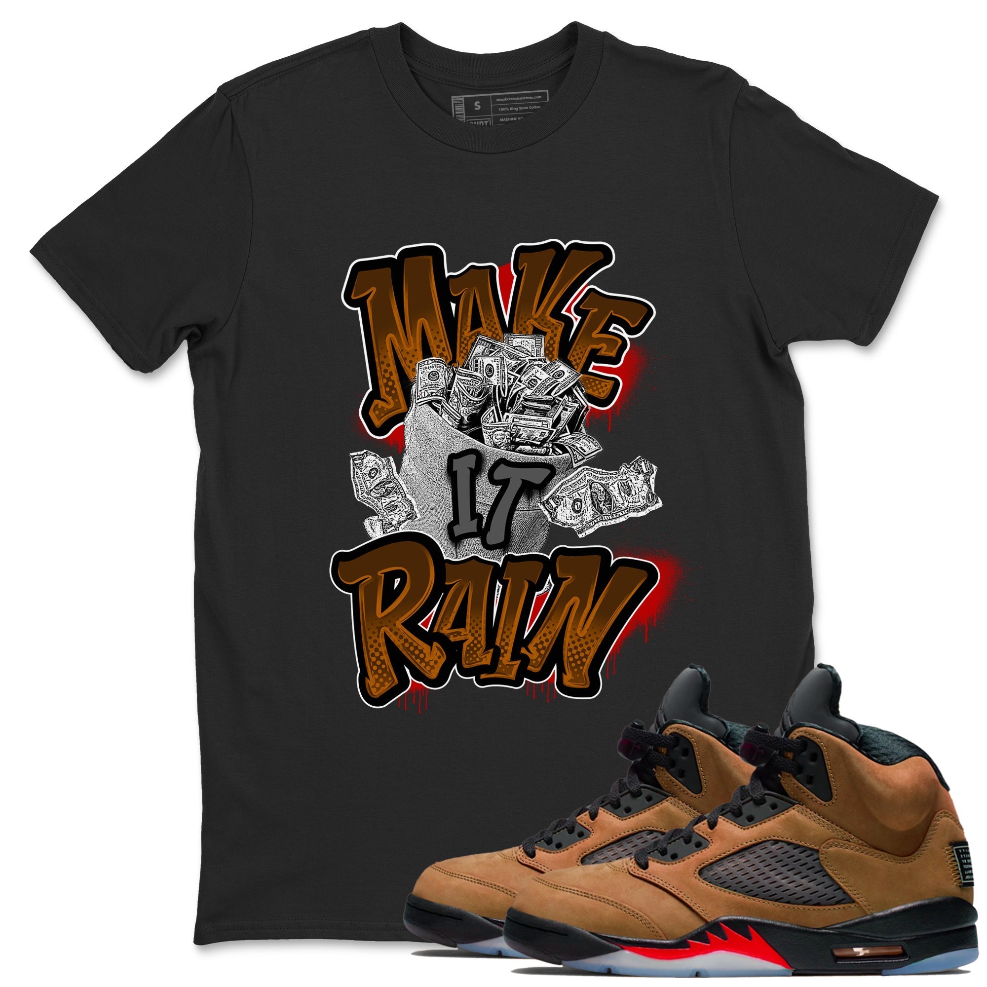 Make It Rain Money snkmatch Tees - Air Jordan 5 Archaeo Brown