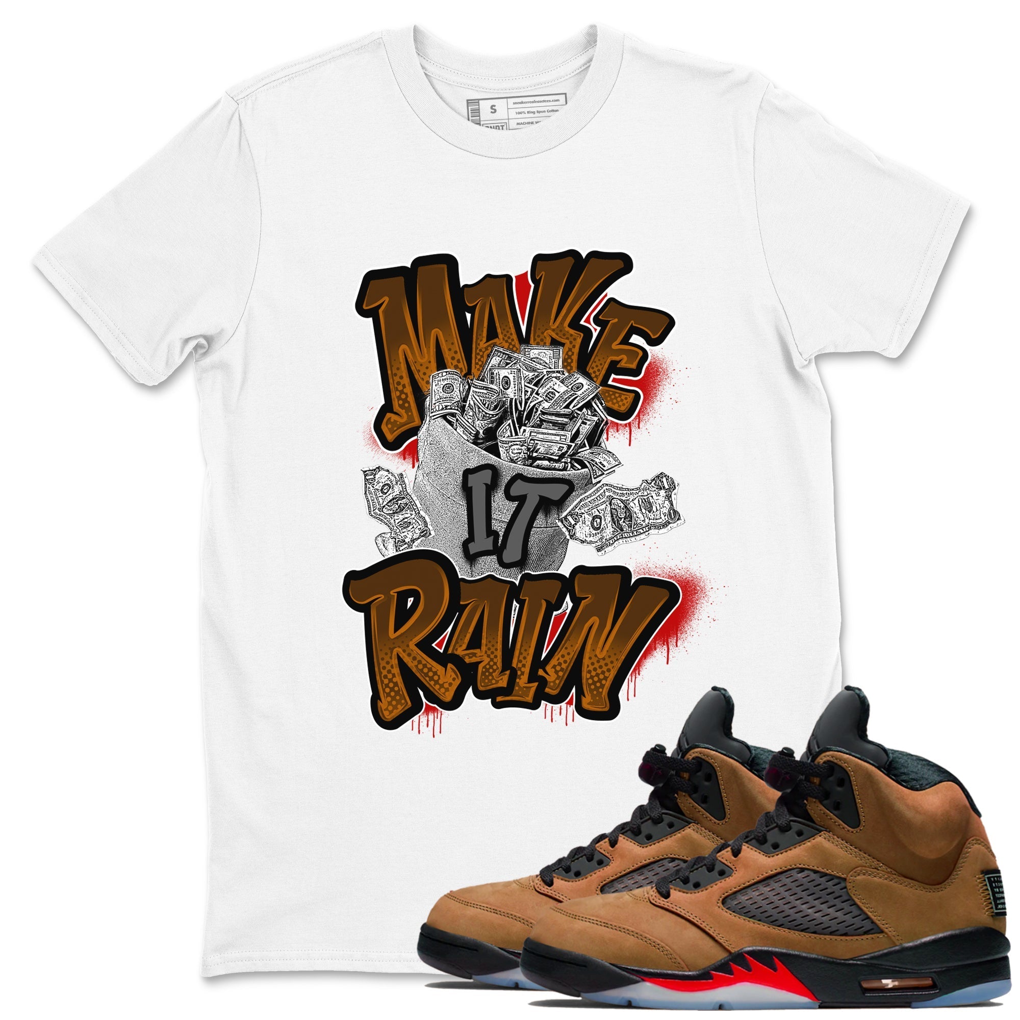 Make It Rain Money snkmatch Tees - Air Jordan 5 Archaeo Brown