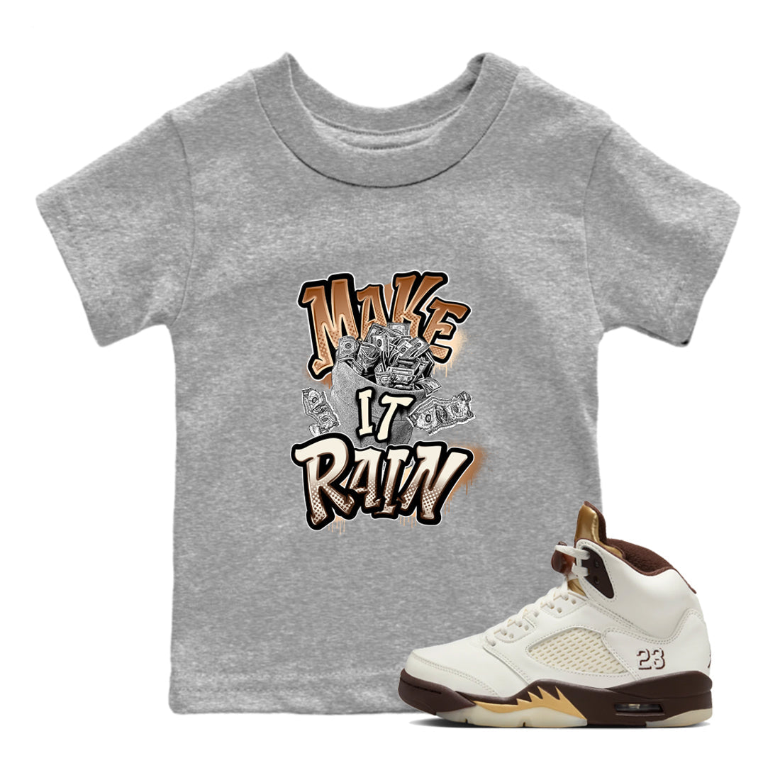 Make It Rain Money snkmatch Tees Kids - Air Jordan 5 Golden Ticket