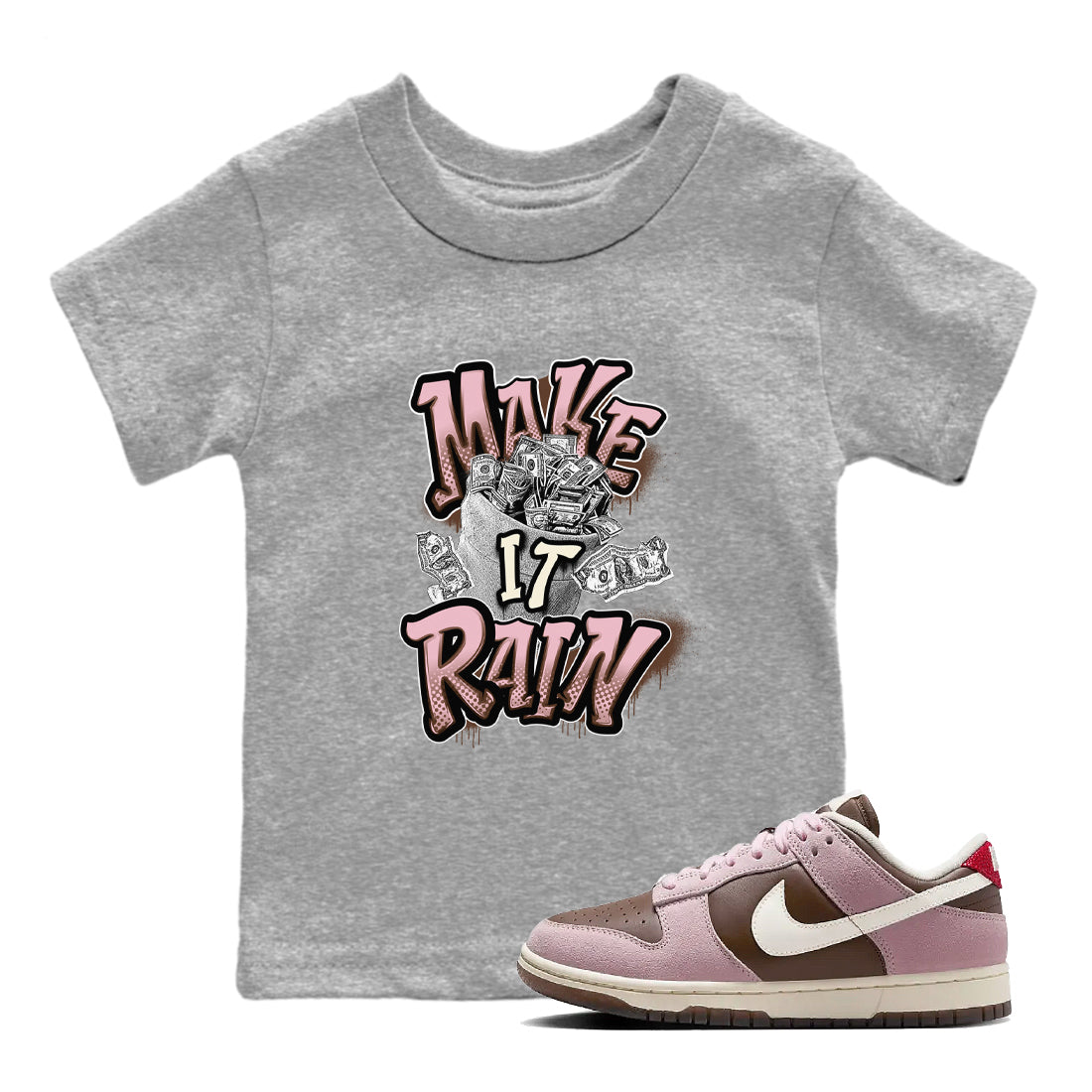 Make It Rain Money snkmatch Tees Kids - Dunk Cacao Wow And Pink Foam