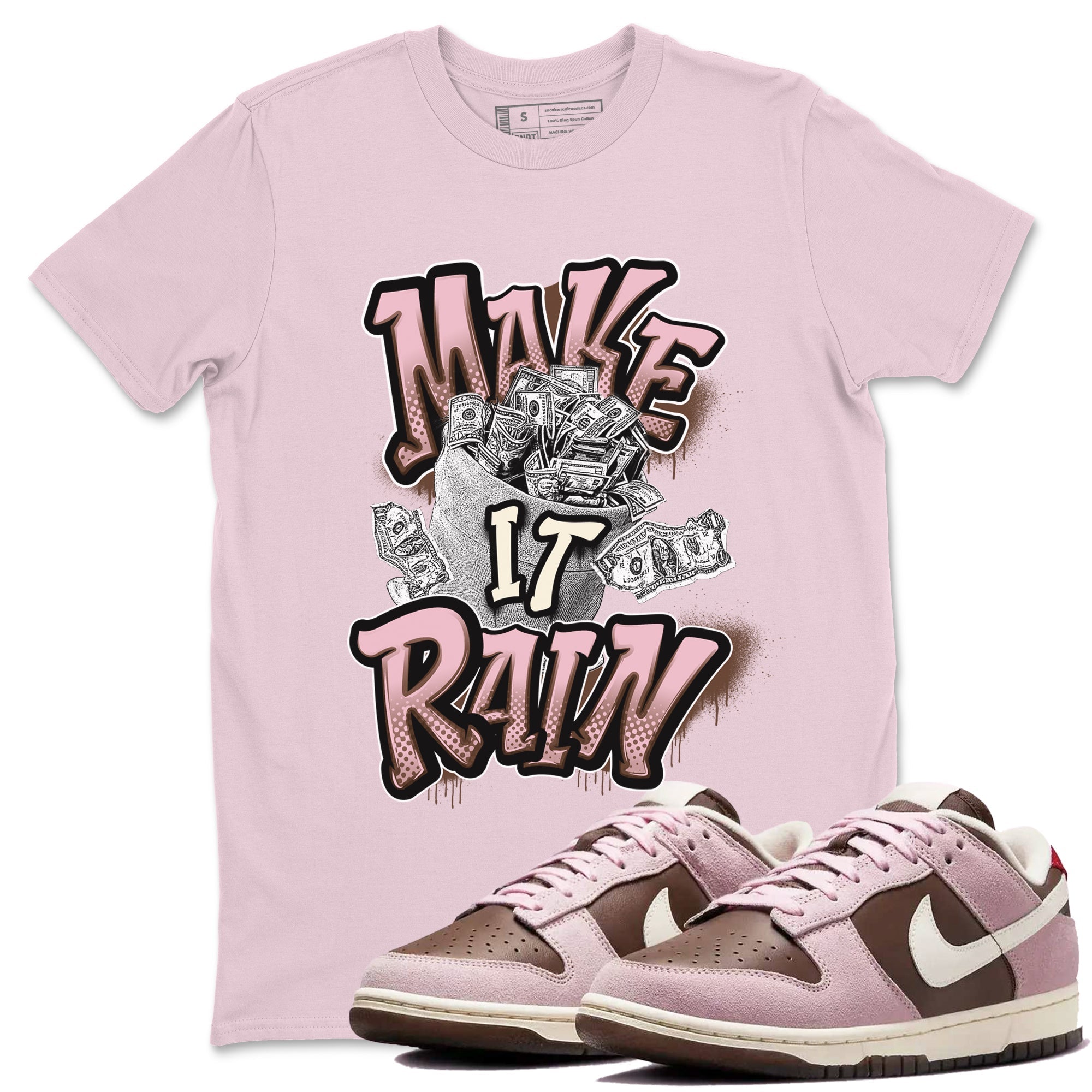 Make It Rain Money snkmatch Tees - Dunk Cacao Wow And Pink Foam