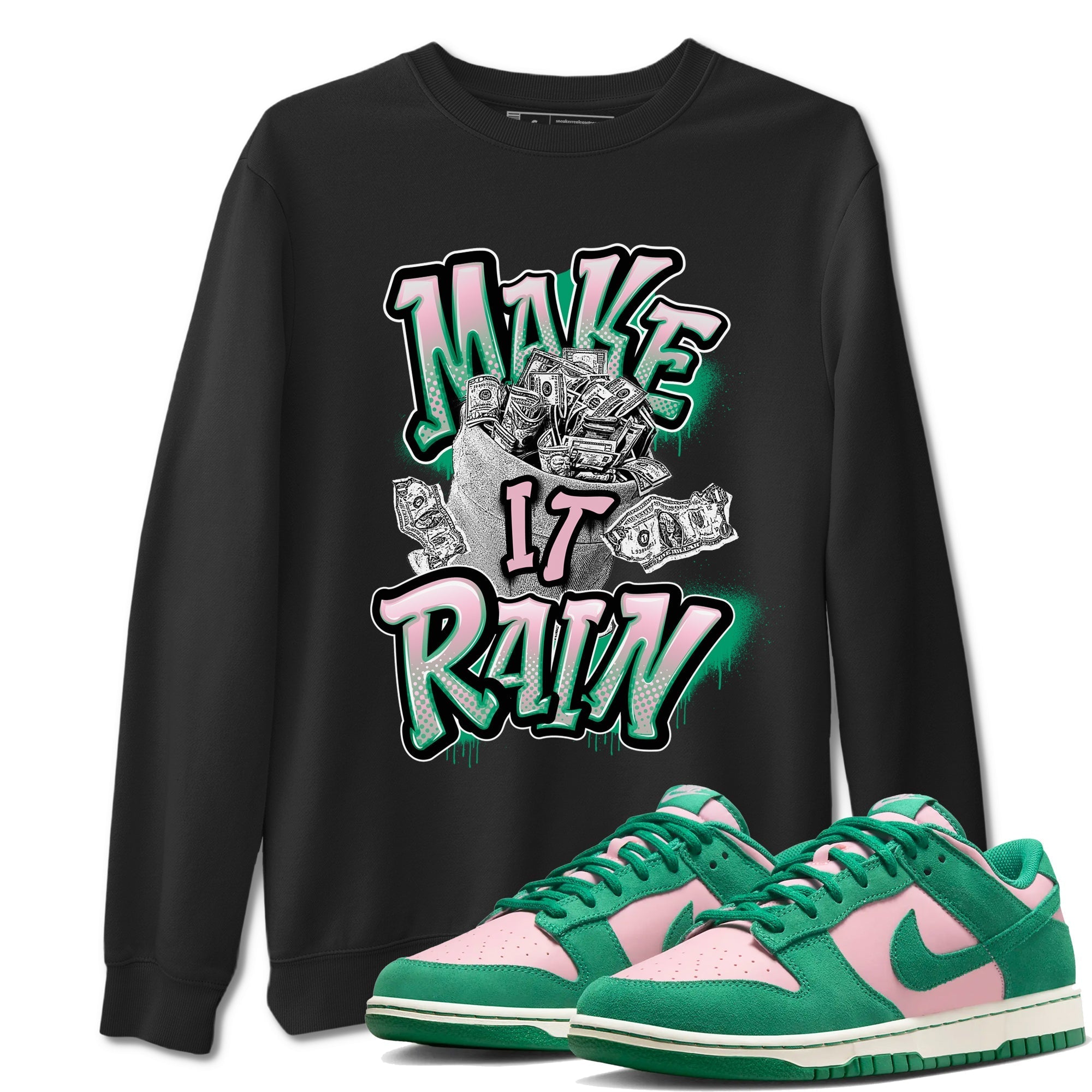 Make It Rain Money snkmatch Tees - Dunk Medium Soft Pink Malachite