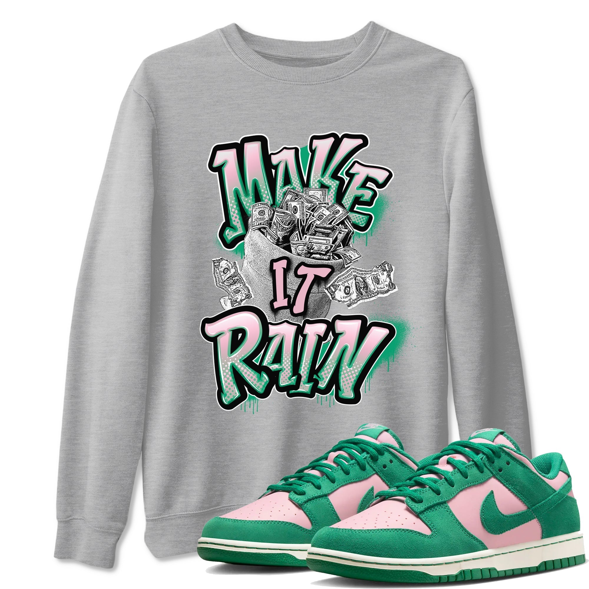 Make It Rain Money snkmatch Tees - Dunk Medium Soft Pink Malachite