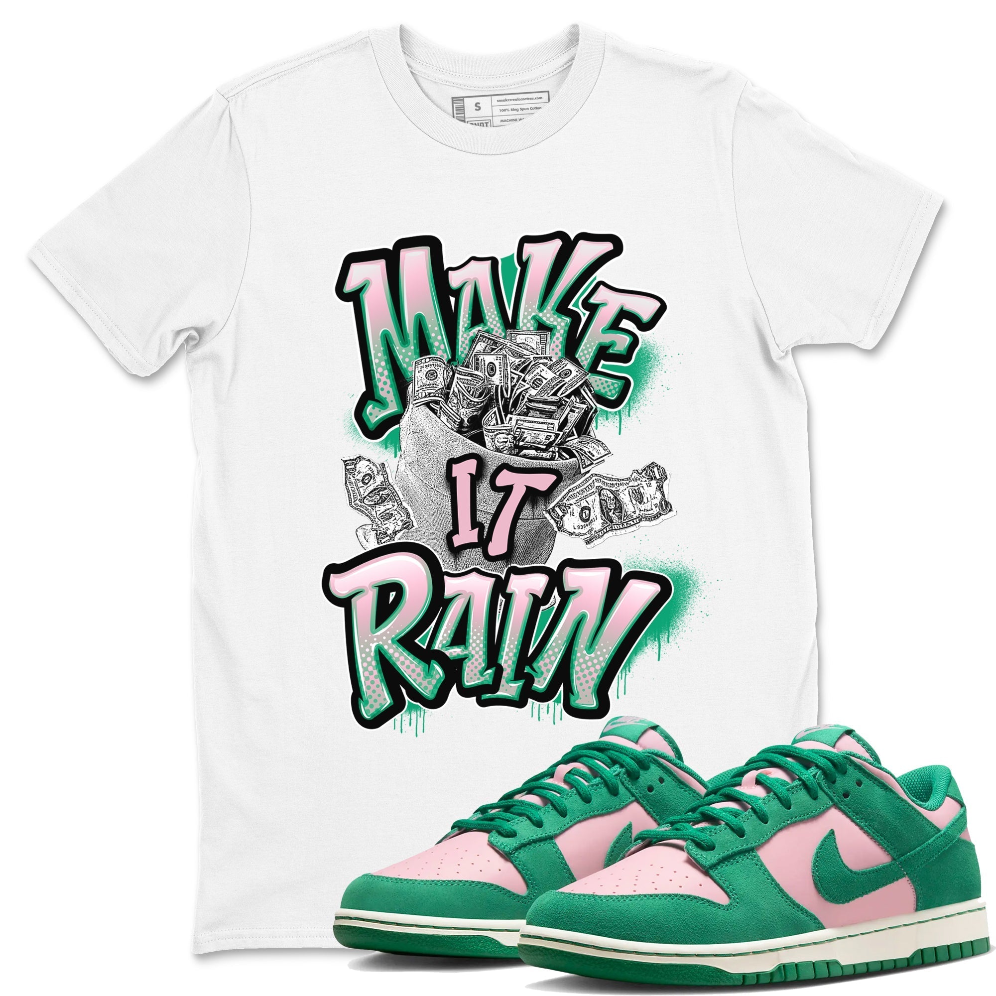 Make It Rain Money snkmatch Tees - Dunk Medium Soft Pink Malachite