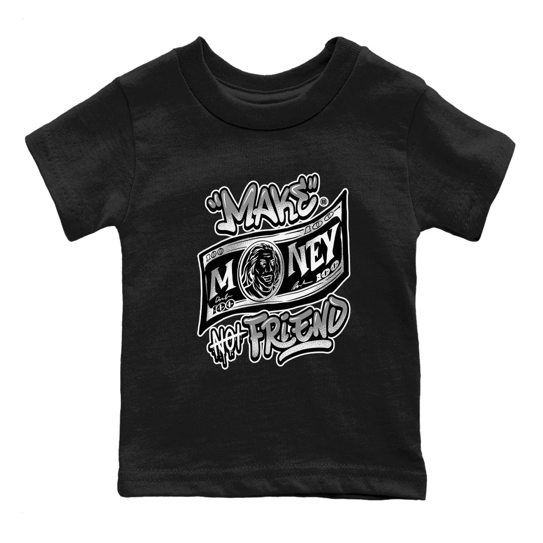 Make Money Not Friends snkmatch Tees Kids - Air Jordan 1 Wolf Grey