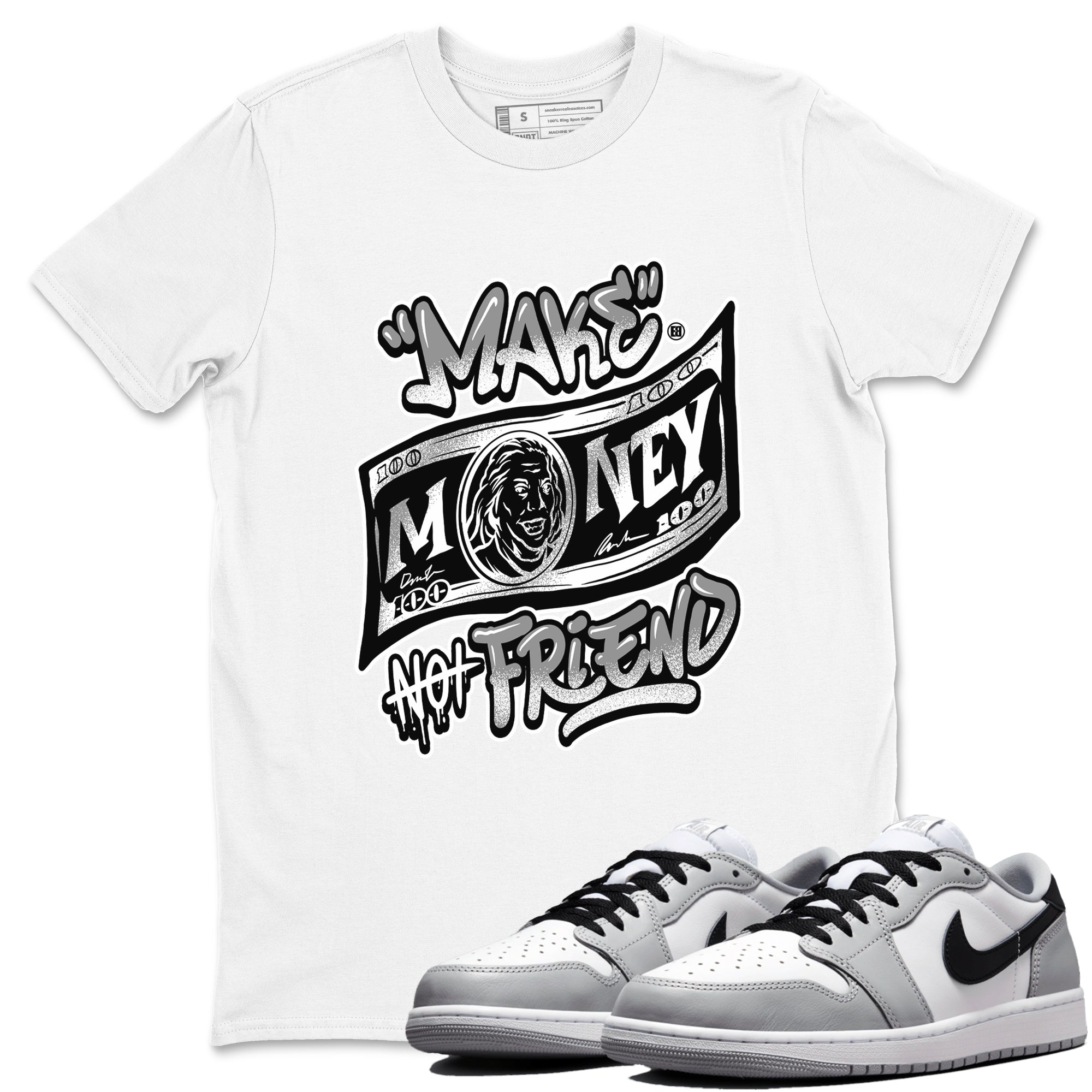 Make Money Not Friends snkmatch Tees - Air Jordan 1 Wolf Grey