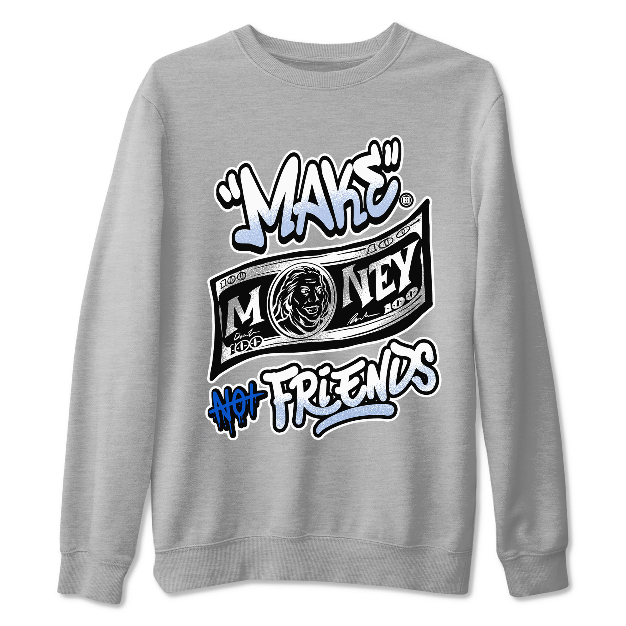 Make Money Not Friends snkmatch Tees - Air Jordan 11 Black and Varsity Royal