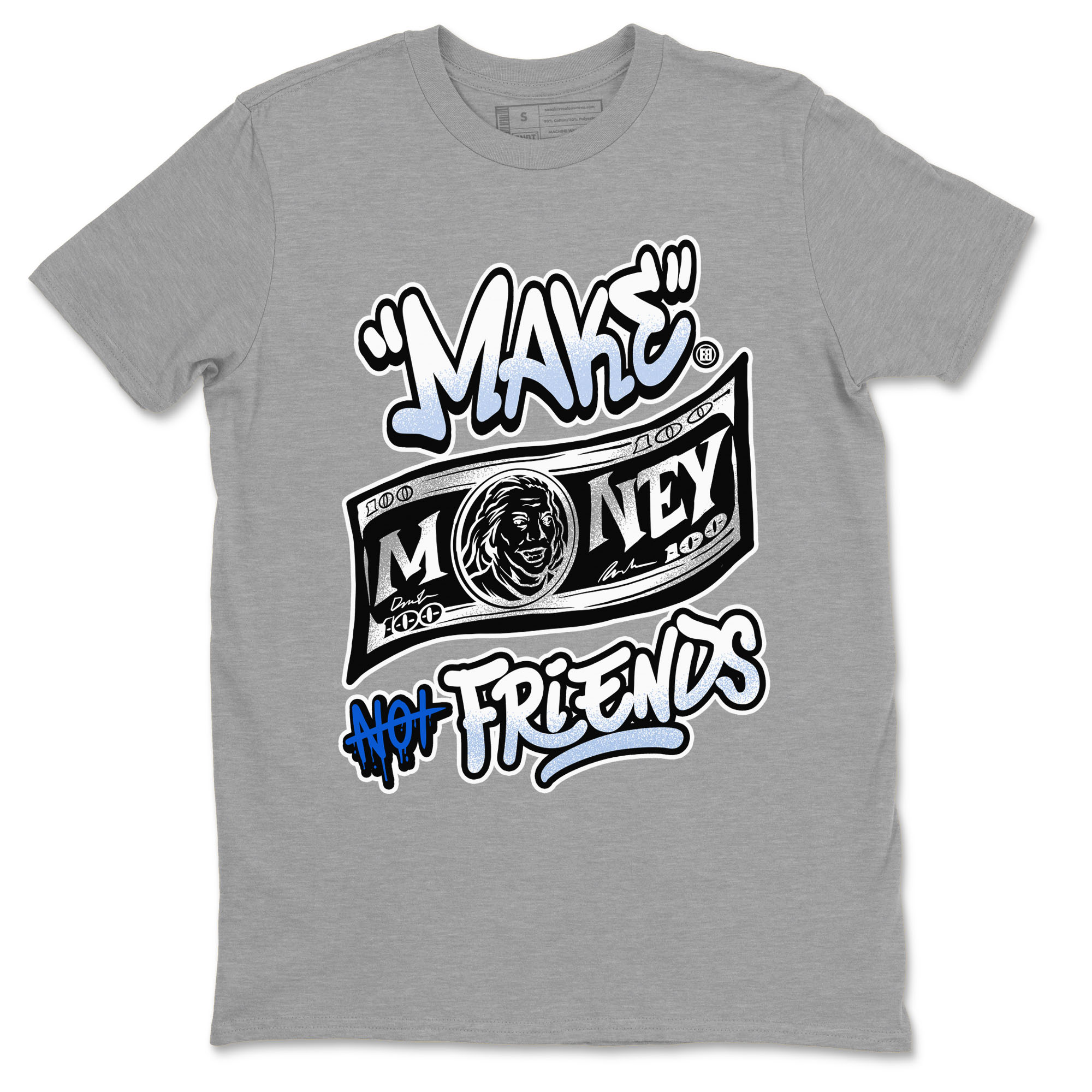 Make Money Not Friends snkmatch Tees - Air Jordan 11 Black and Varsity Royal