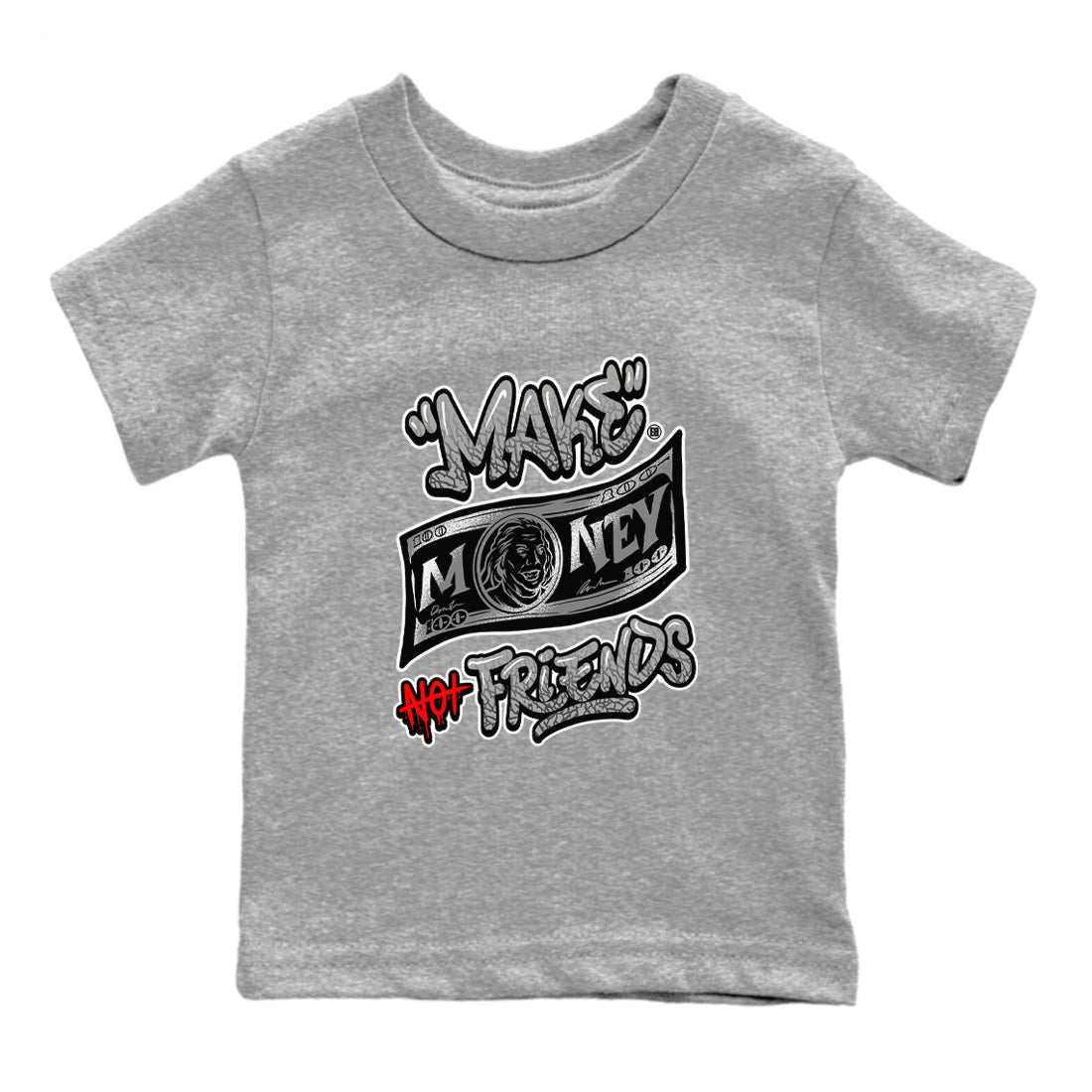 Make Money Not Friends snkmatch Tees Kids - Air Jordan 3 Black Cement