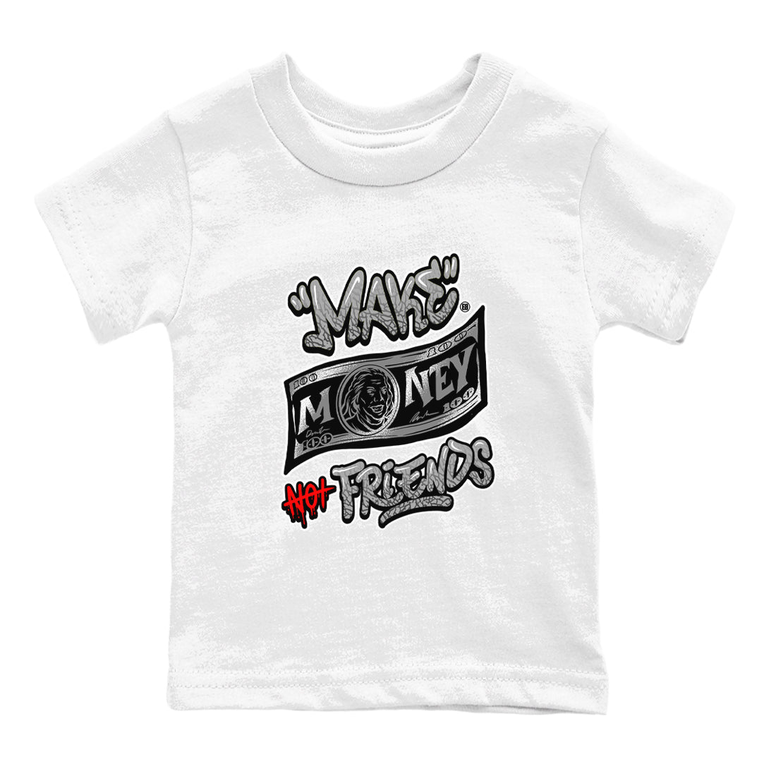 Make Money Not Friends snkmatch Tees Kids - Air Jordan 3 Black Cement